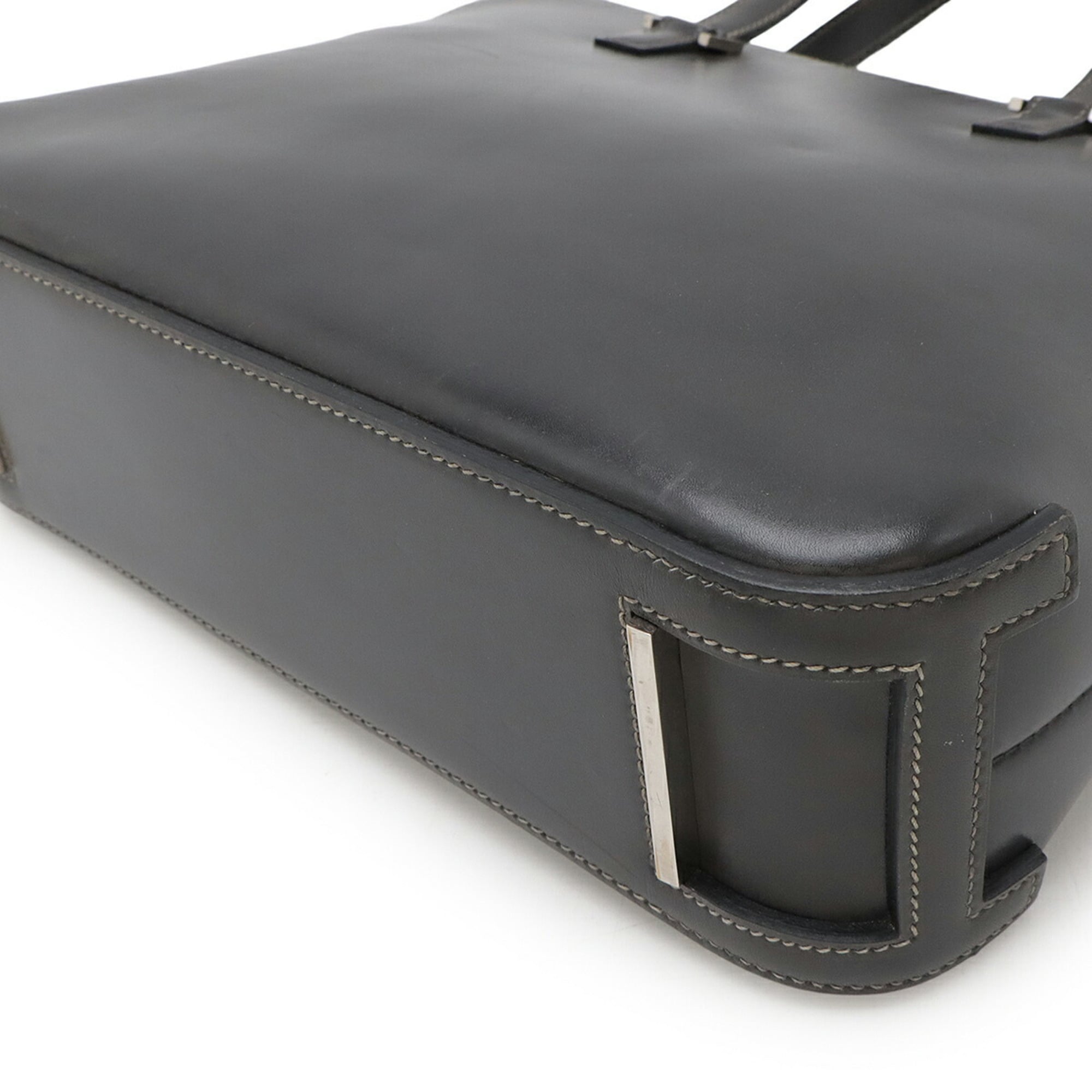 Hermes Dark Gray Box Calf Leather Handbag Tote Bag (Pre-Owned)
