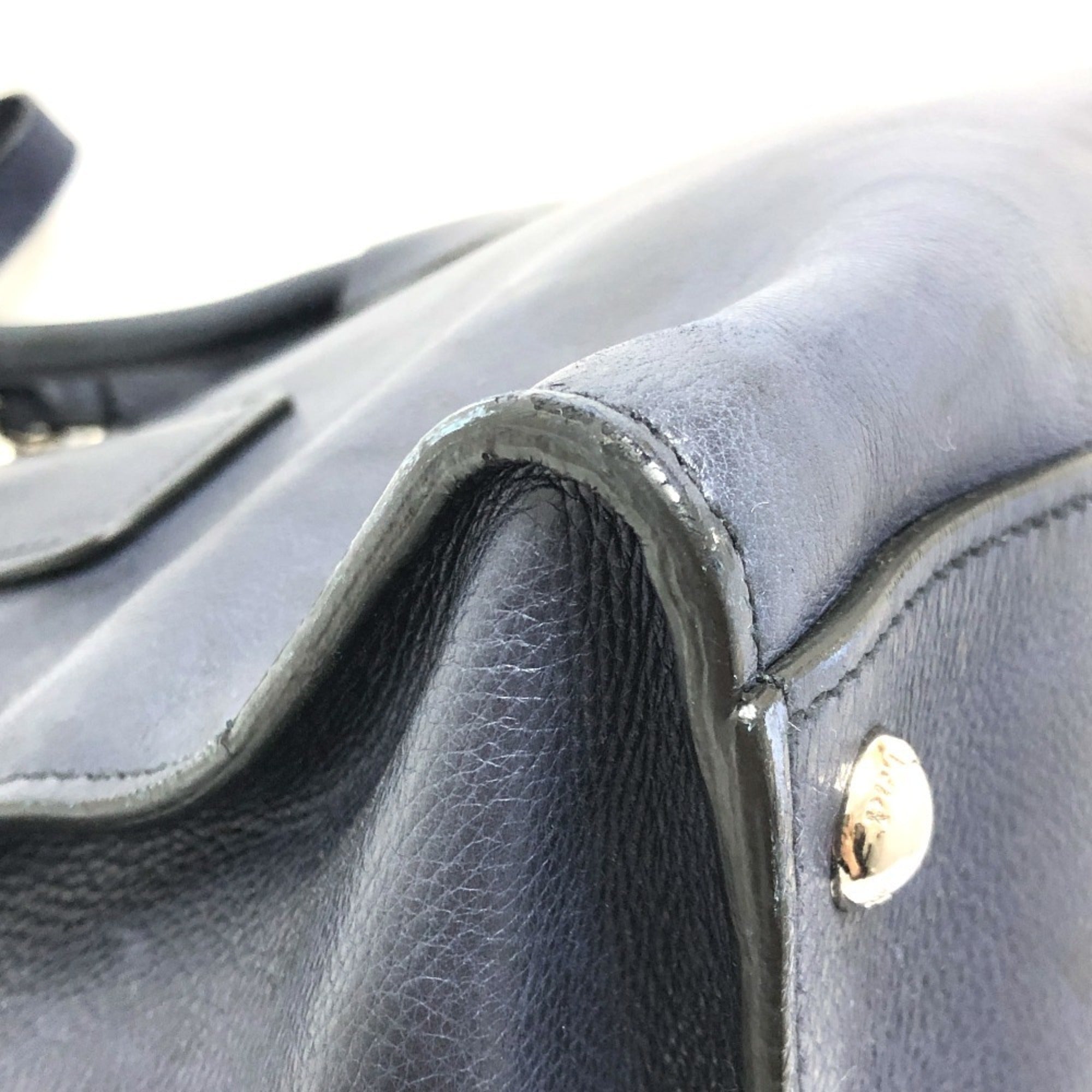 Prada Blue Leather Handbag Tote Bag (Pre-Owned)