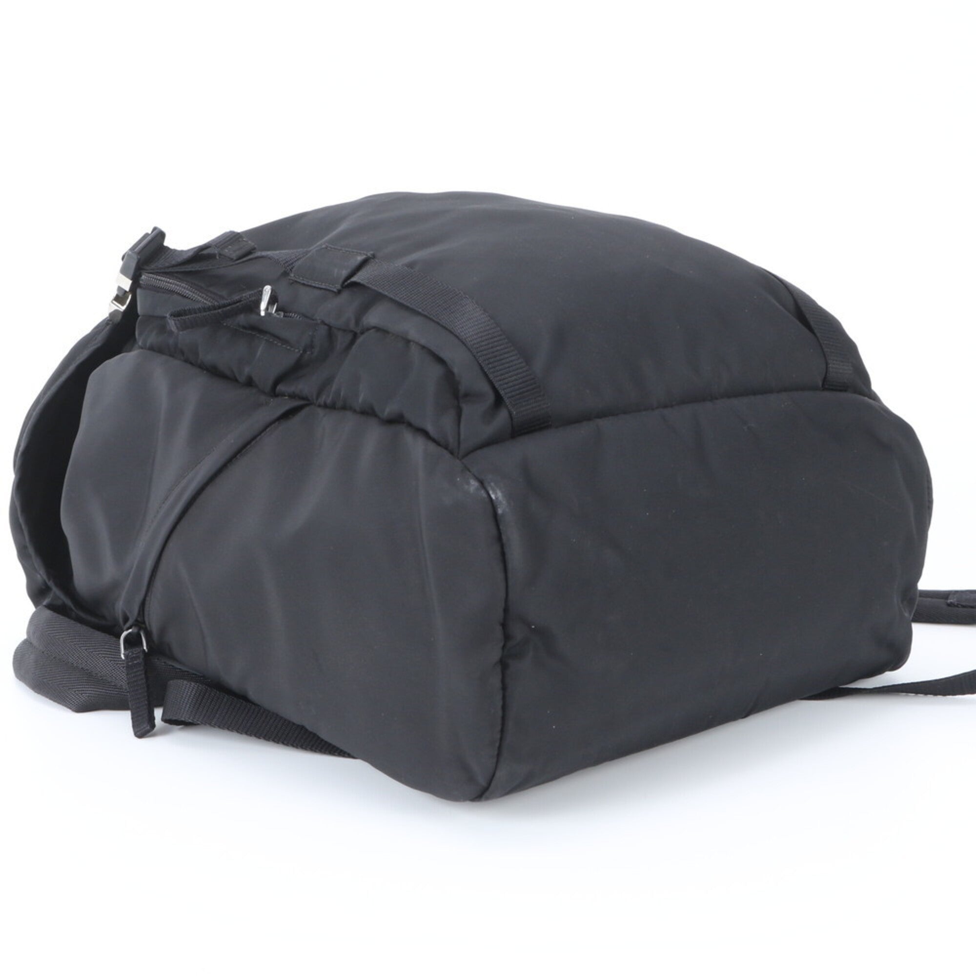 Prada Black Nylon Leather Backpack Handbag (Pre-Owned)