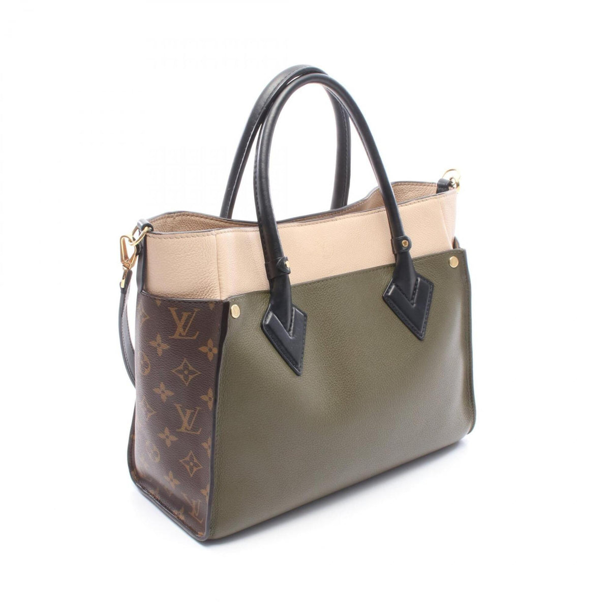 Louis Vuitton Brown Ivory Khaki Pvc Coated Canvas Leather Handbag (Pre-Owned)