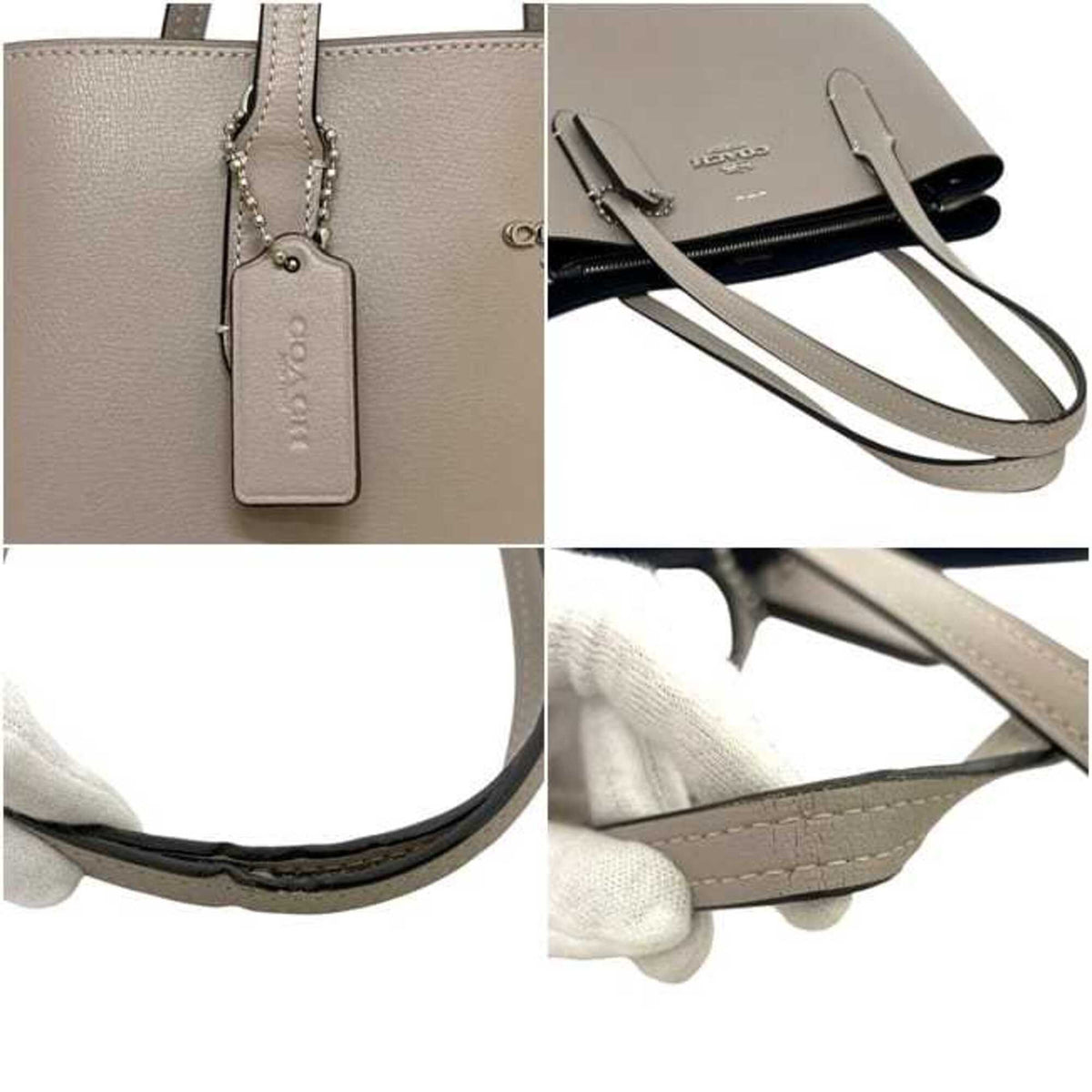 Coach Gray Leather Tote Bag (Pre-Owned)