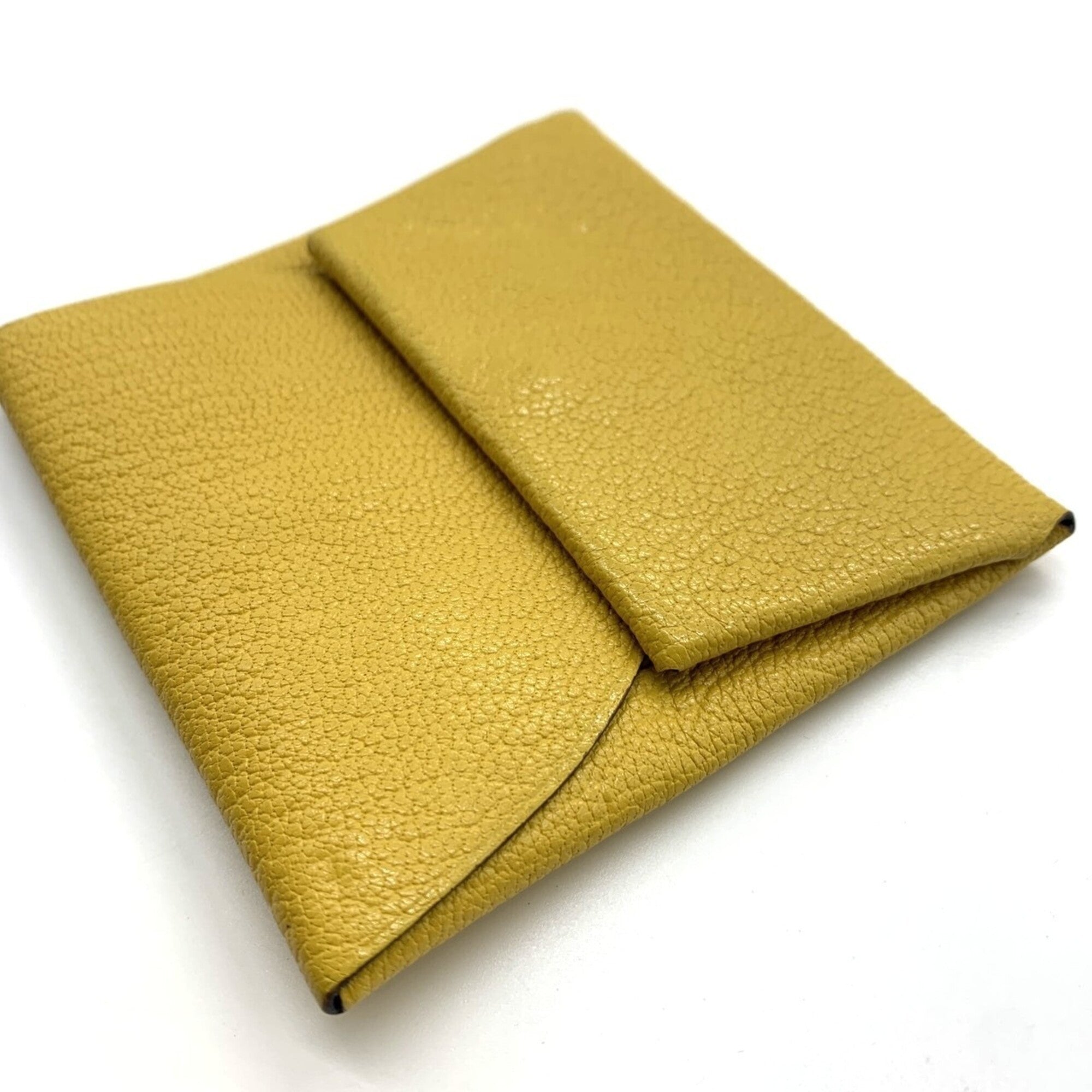 Hermes Bastia Bicolor Yellow Chevre Leather Coin Purse/Coin Case (Pre-Owned)