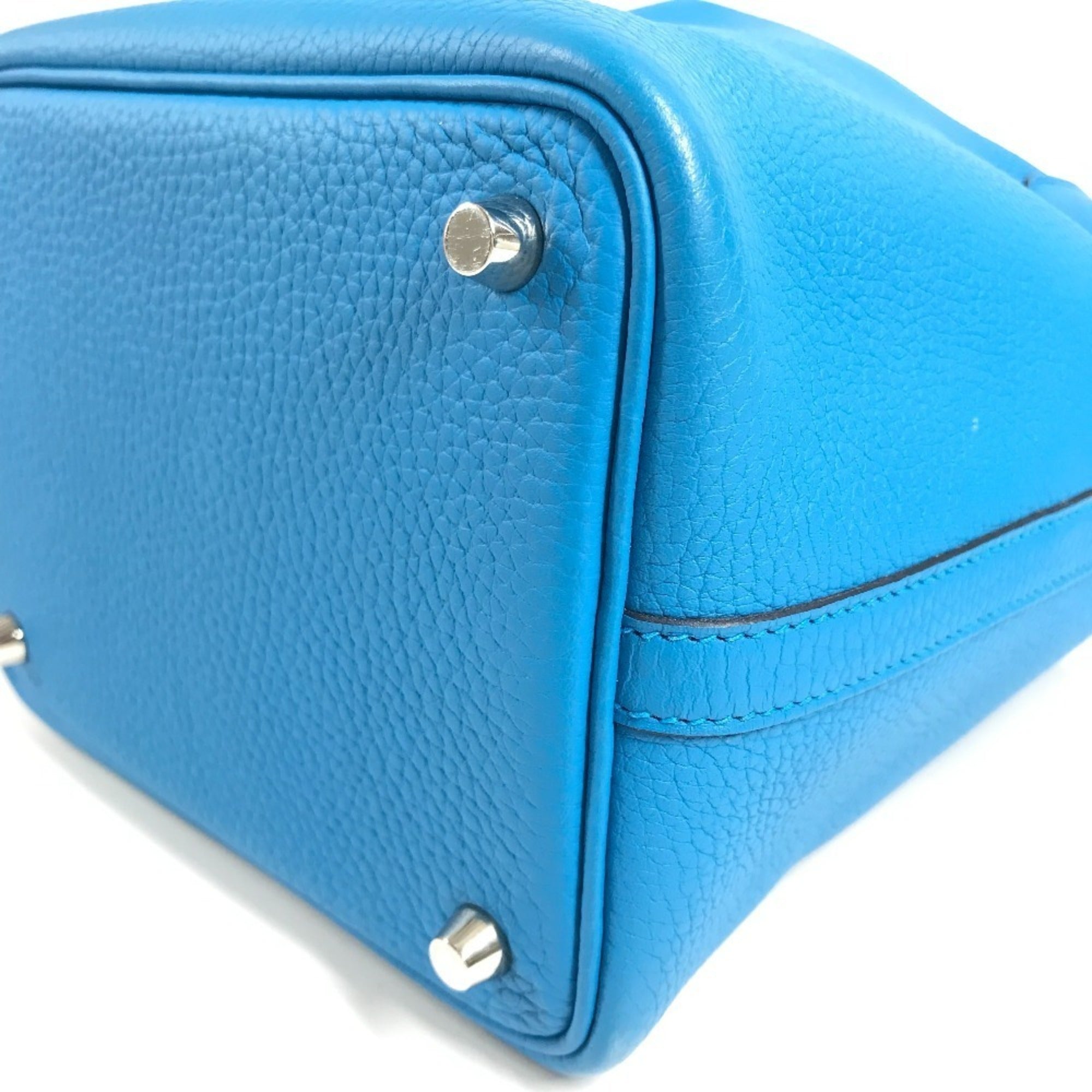 Hermes Blue Taurillon Clemence Leather Handbag Tote Bag (Pre-Owned)