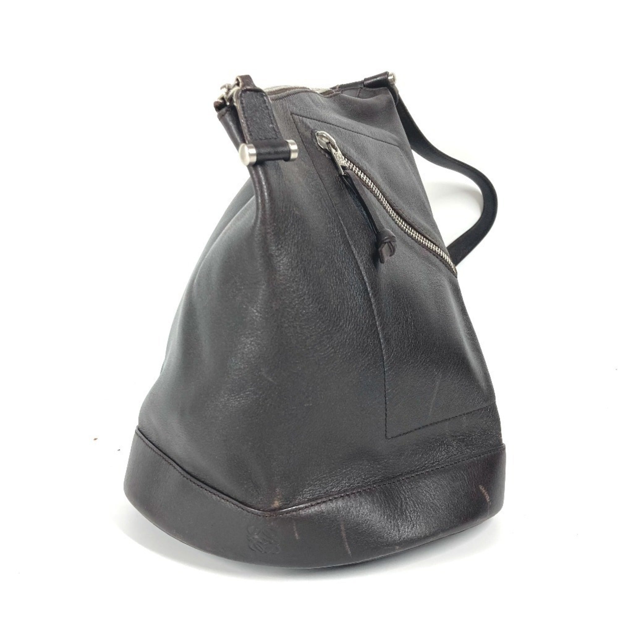 Loewe Anton Brown Leather Backpack Shoulder Bag (Pre-Owned)