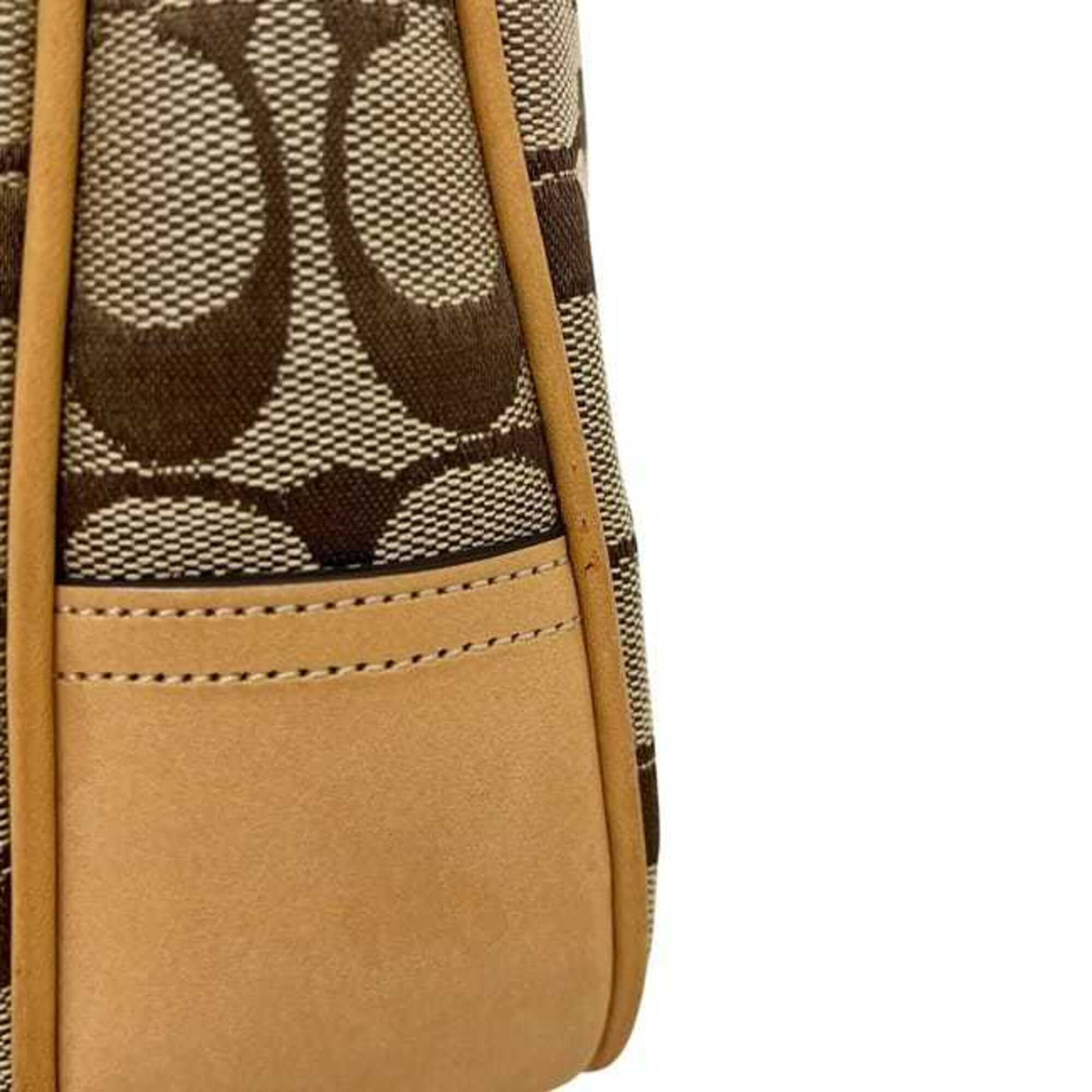 Coach Beige Canvas Leather Handbag (Pre-Owned)