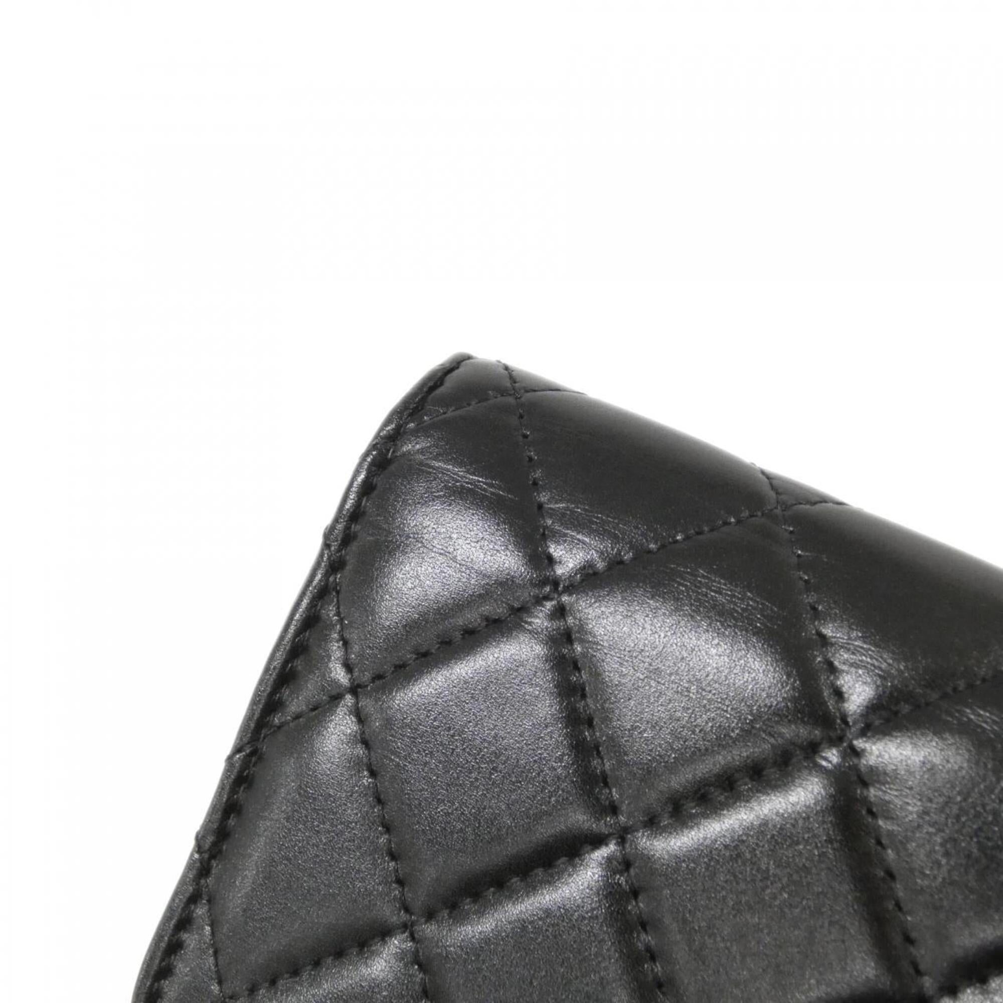 Chanel Black Artificial Pearl Leather Chain/Shoulder Wallet (Pre-Owned)