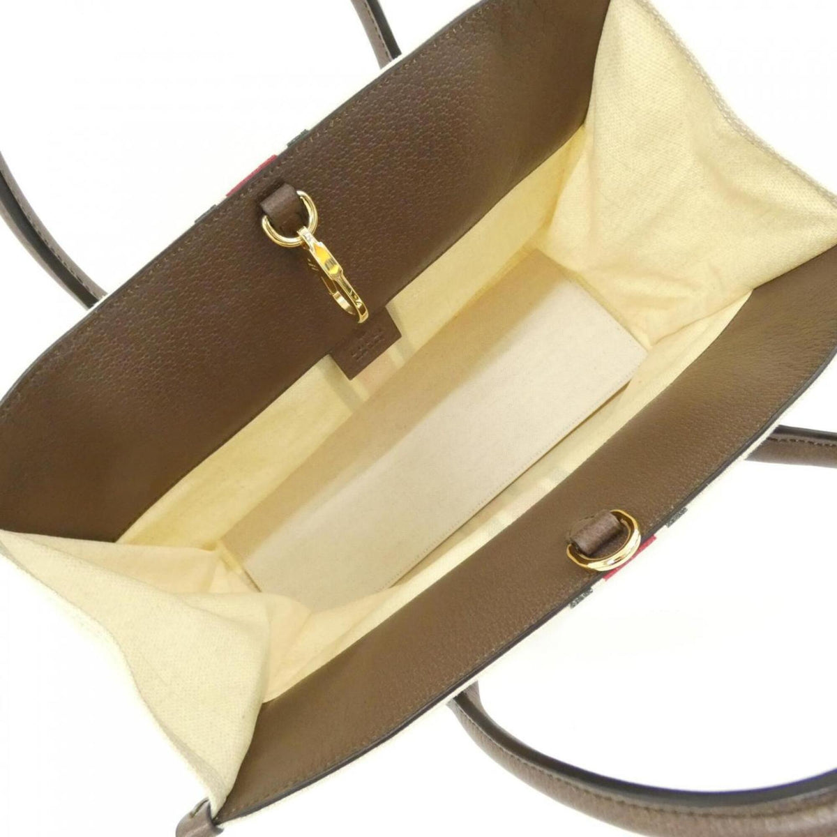 Gucci Beige Brown Linen Canvas Handbag (Pre-Owned)