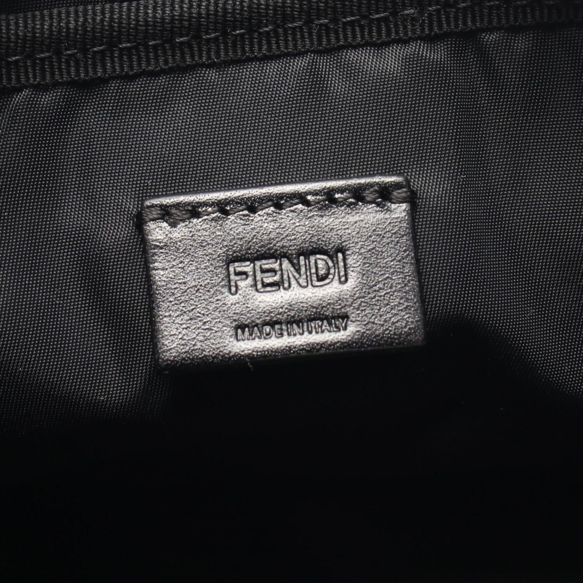 Fendi Black Gray Canvas Leather Handbag Pouch (Pre-Owned)