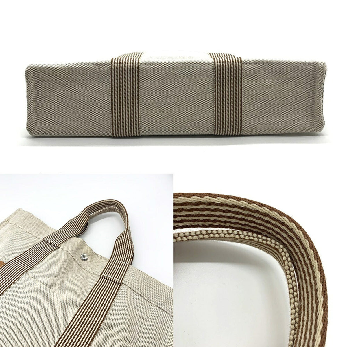 Hermes Beige Brown Canvas Tote Bag (Pre-Owned)