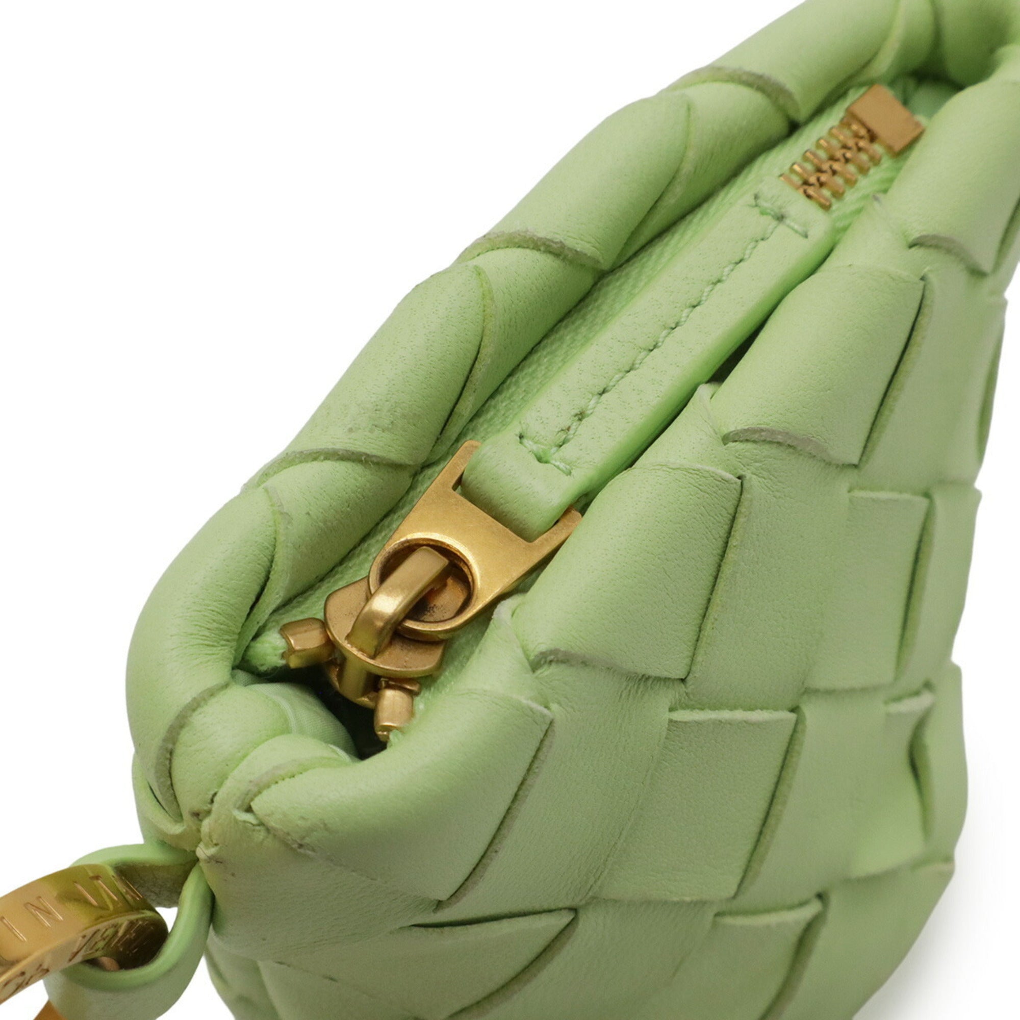 Bottega Veneta Intrecciato Lime Green Leather Coin Purse/Coin Case (Pre-Owned)