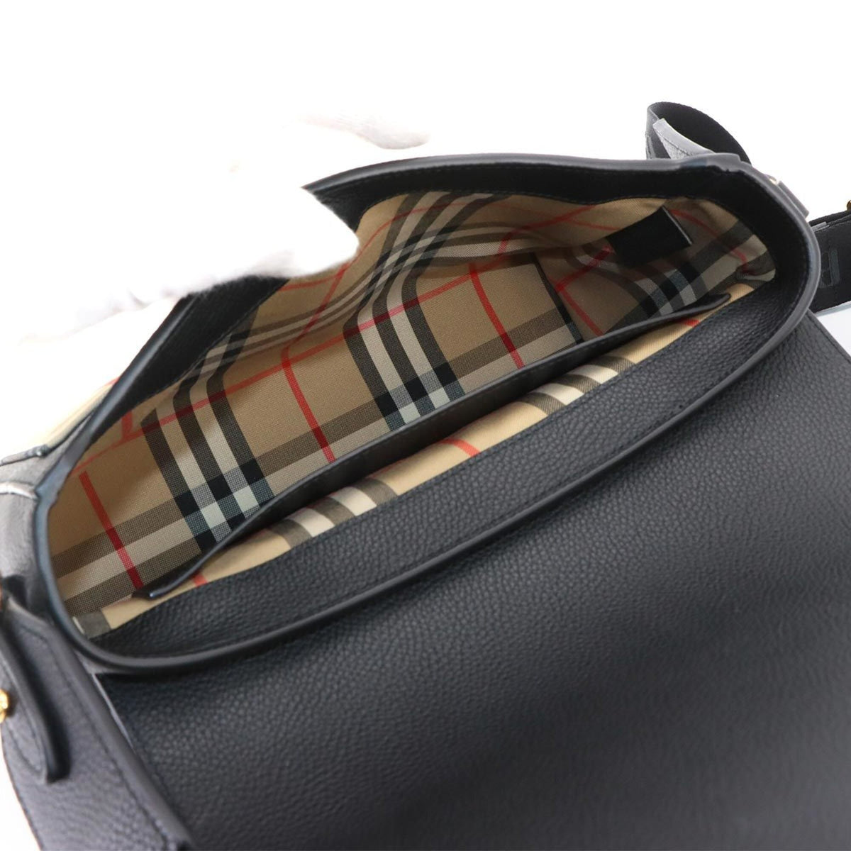 Burberry Black Canvas Leather Handbag Shoulder Bag (Pre-Owned)