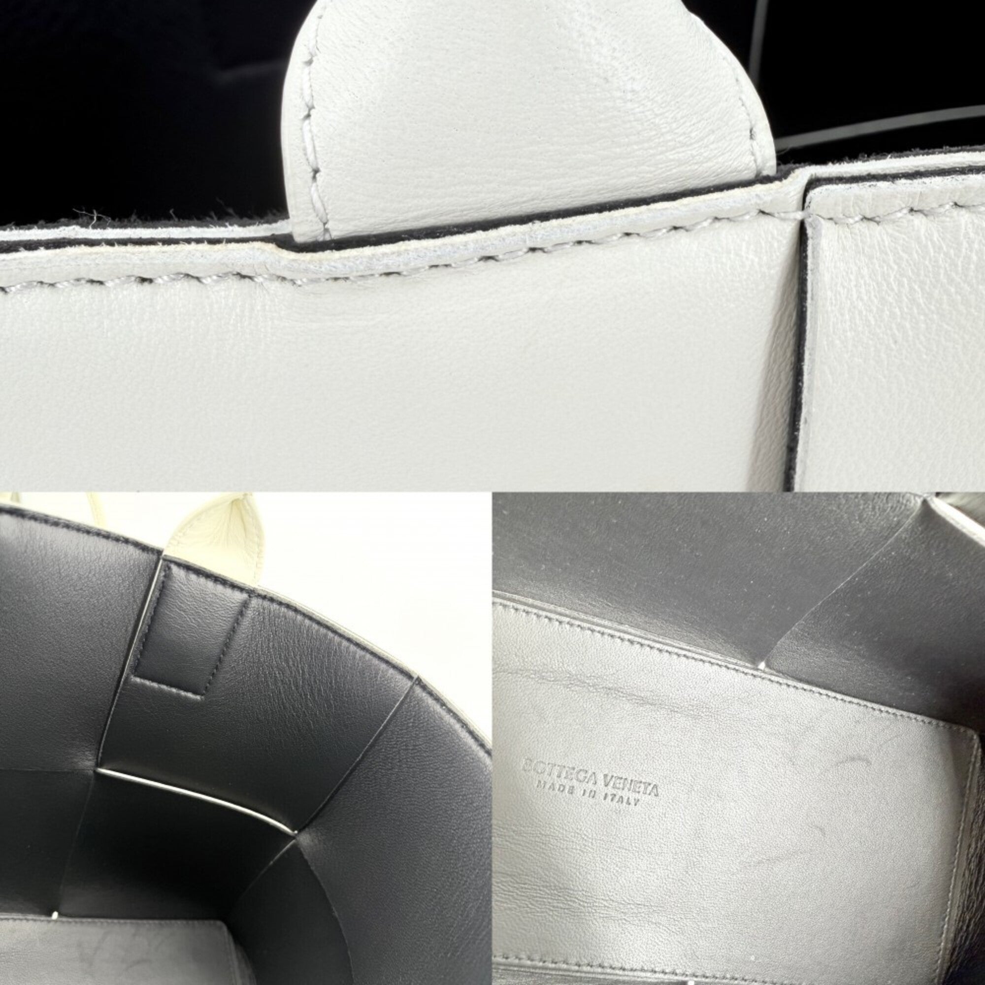 Bottega Veneta Black White Intrecciato Handbag Tote Bag (Pre-Owned)