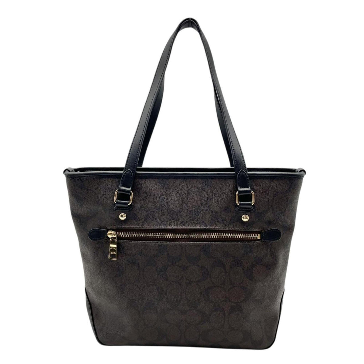 Coach Black Brown Pvc Leather Tote Bag (Pre-Owned)
