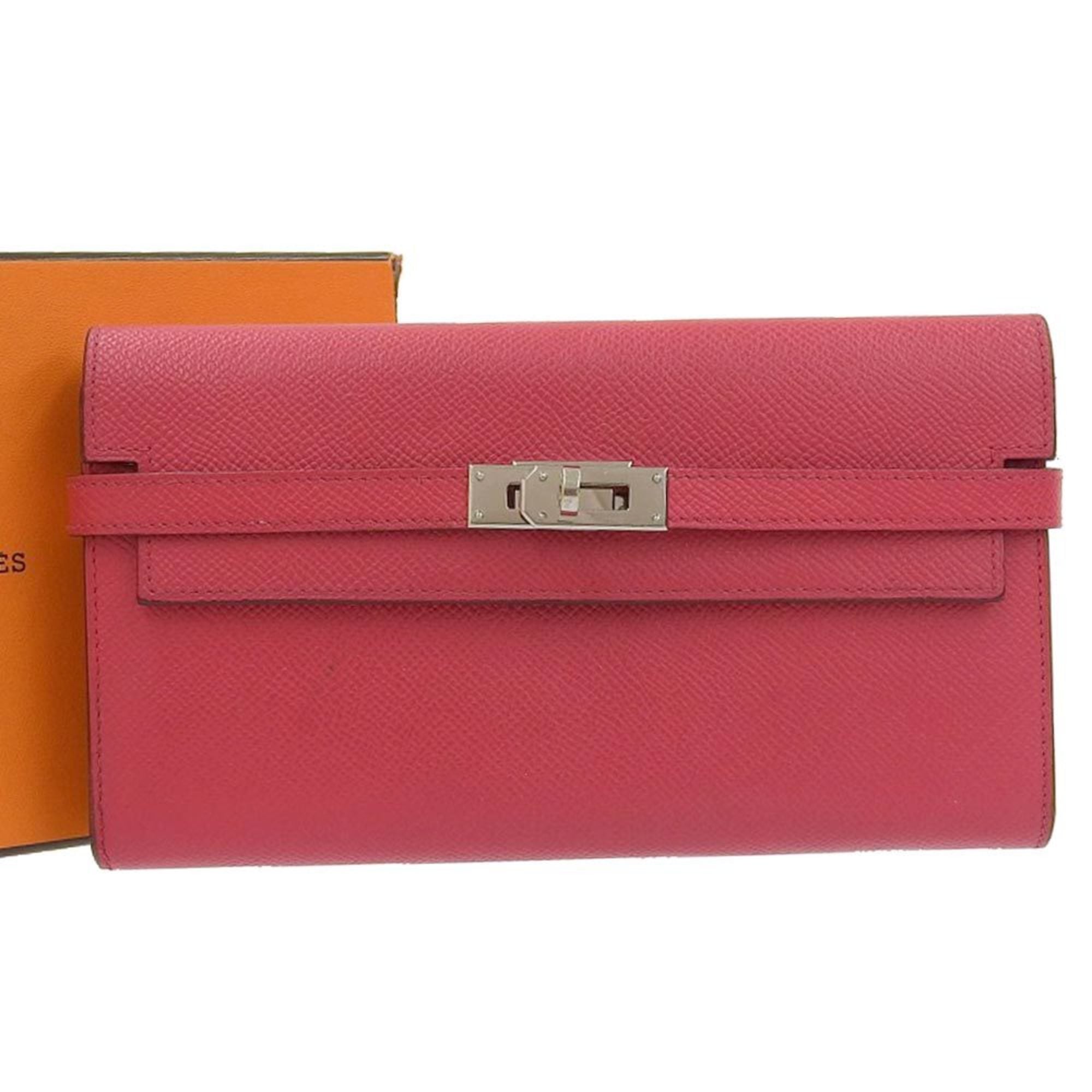 Hermes Pink Rose Red Epsom Leather Coin Purse/Coin Case (Pre-Owned)