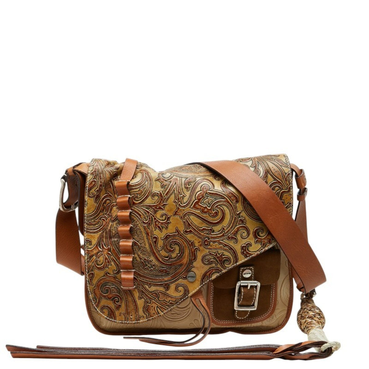 Etro Beige Multi-Color Leather Shoulder Bag (Pre-Owned)