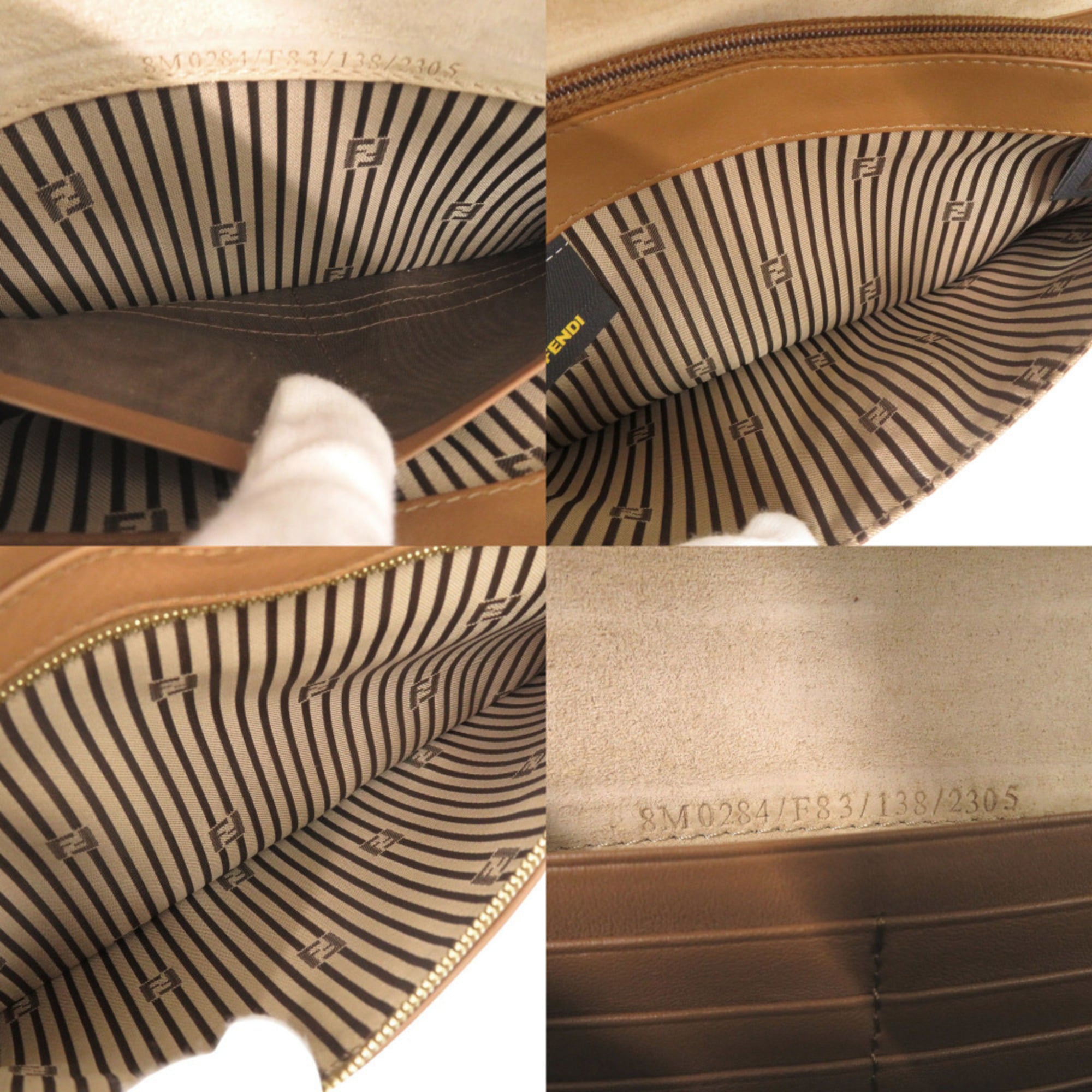 Fendi Beige Brown Leather Clutch Bag (Pre-Owned)
