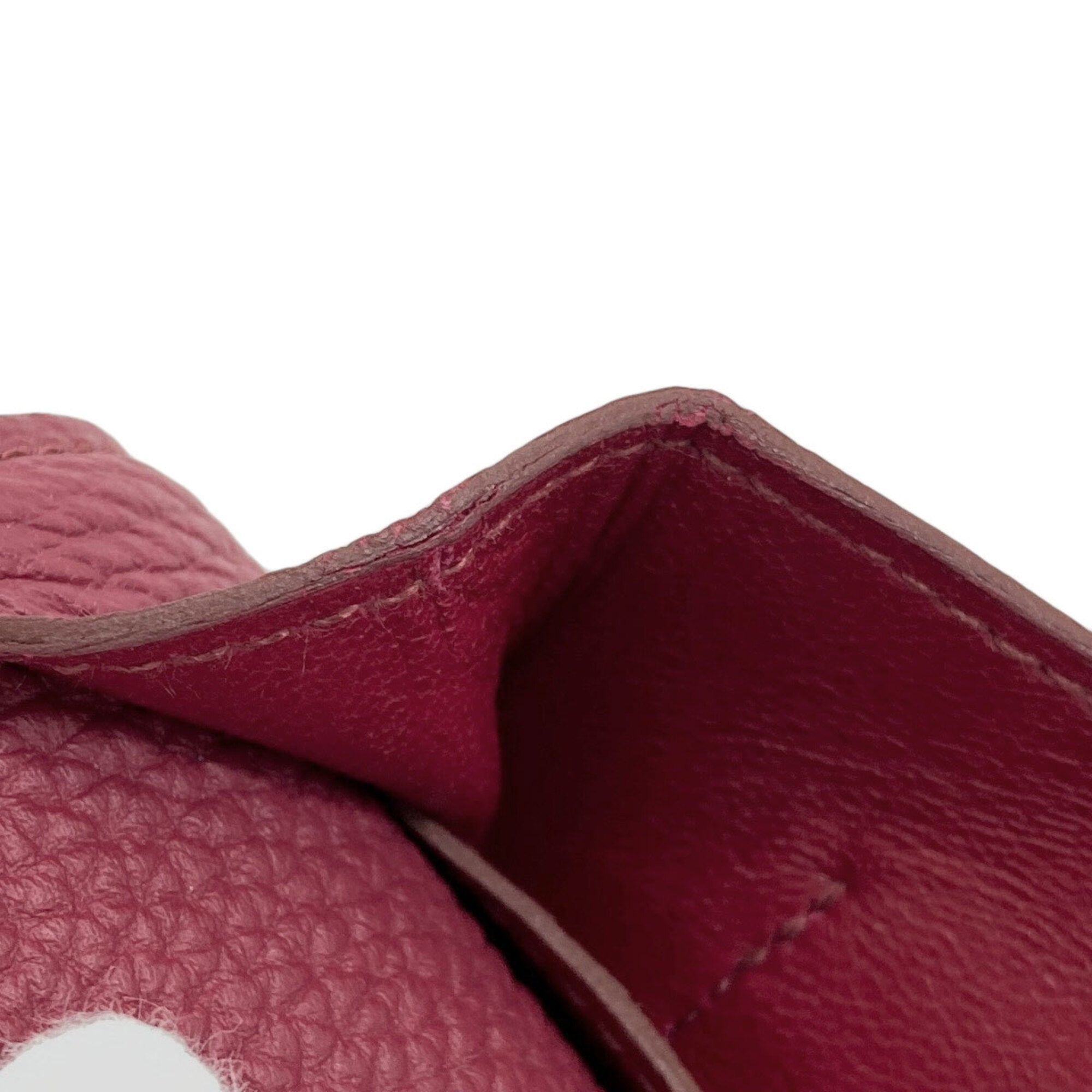Hermes Red Color Togo Leather Long Wallet (Bi-Fold) (Pre-Owned)