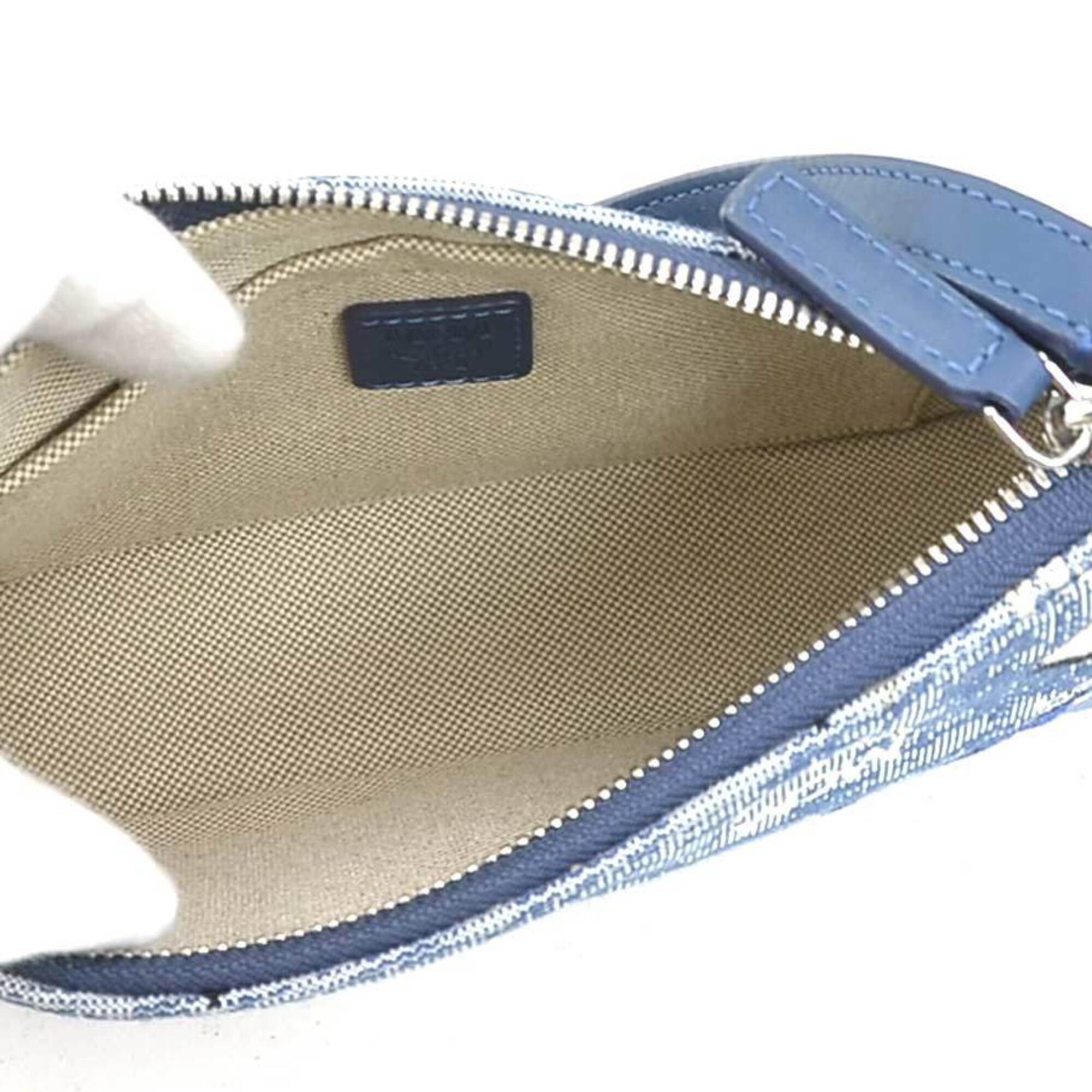 Mcm Blue Canvas Leather Shoulder Bag (Pre-Owned)