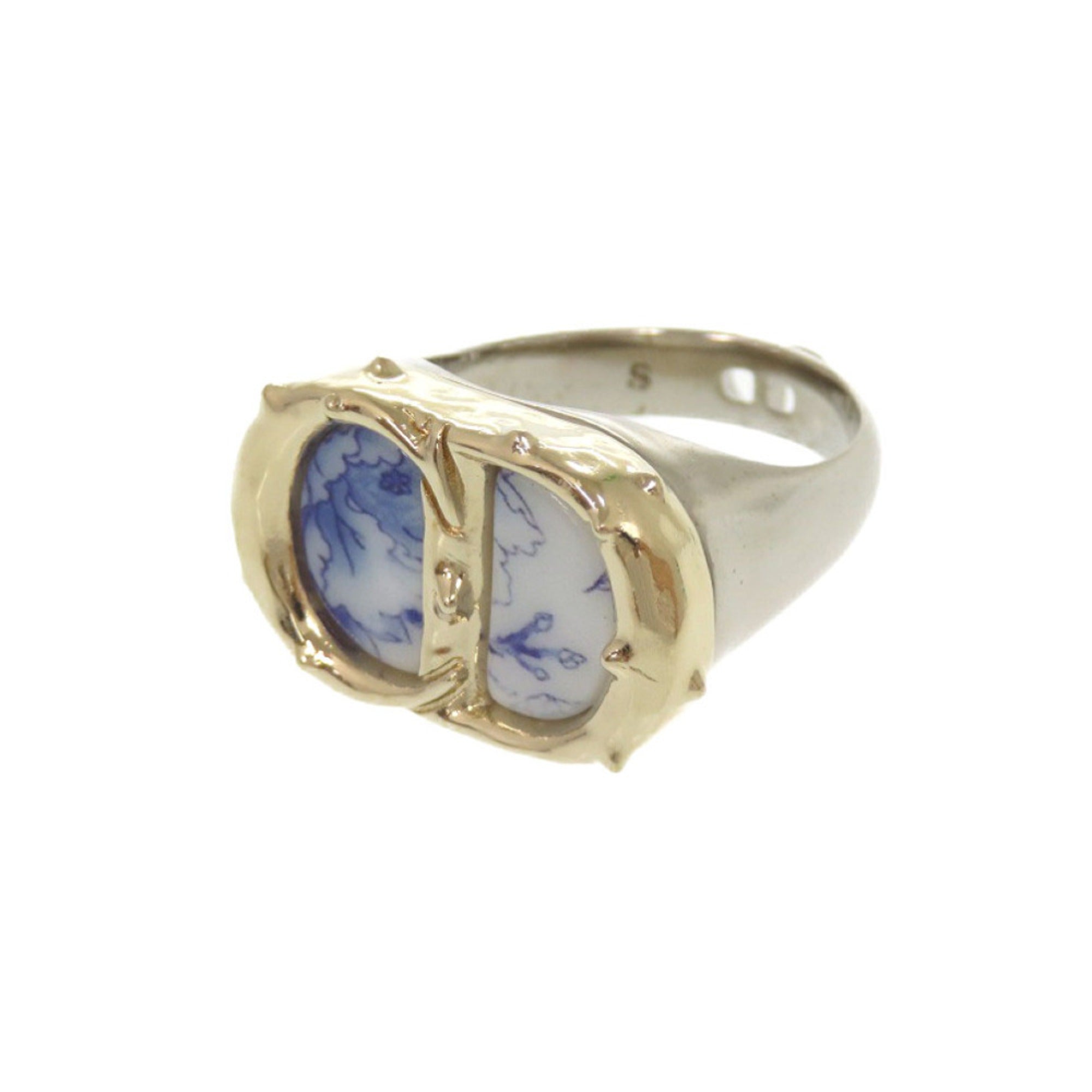 Christian Dior Gold Silver Blue Metal Band Ring (Pre-Owned)