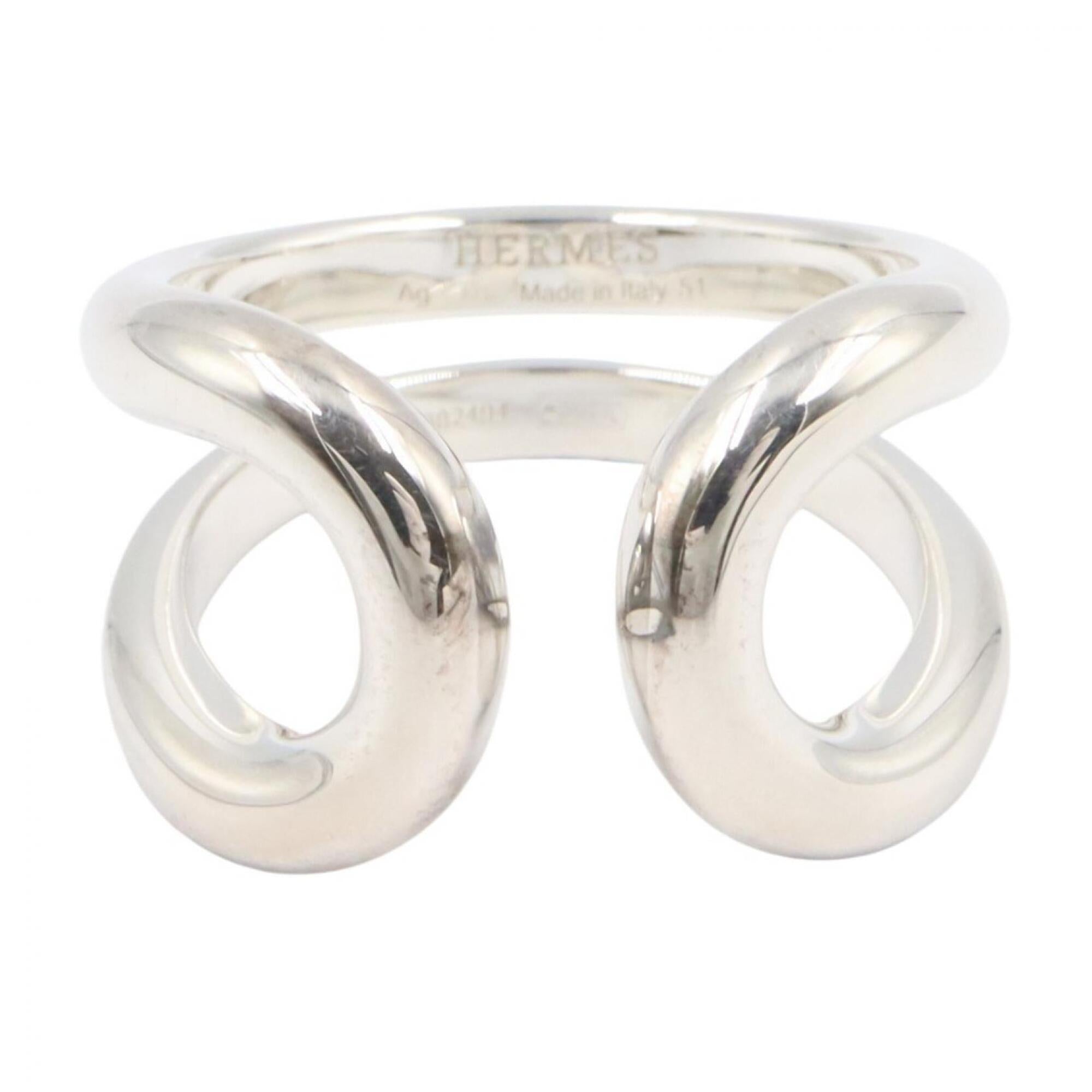 Hermes Silver Silver 925 Band Ring (Pre-Owned)