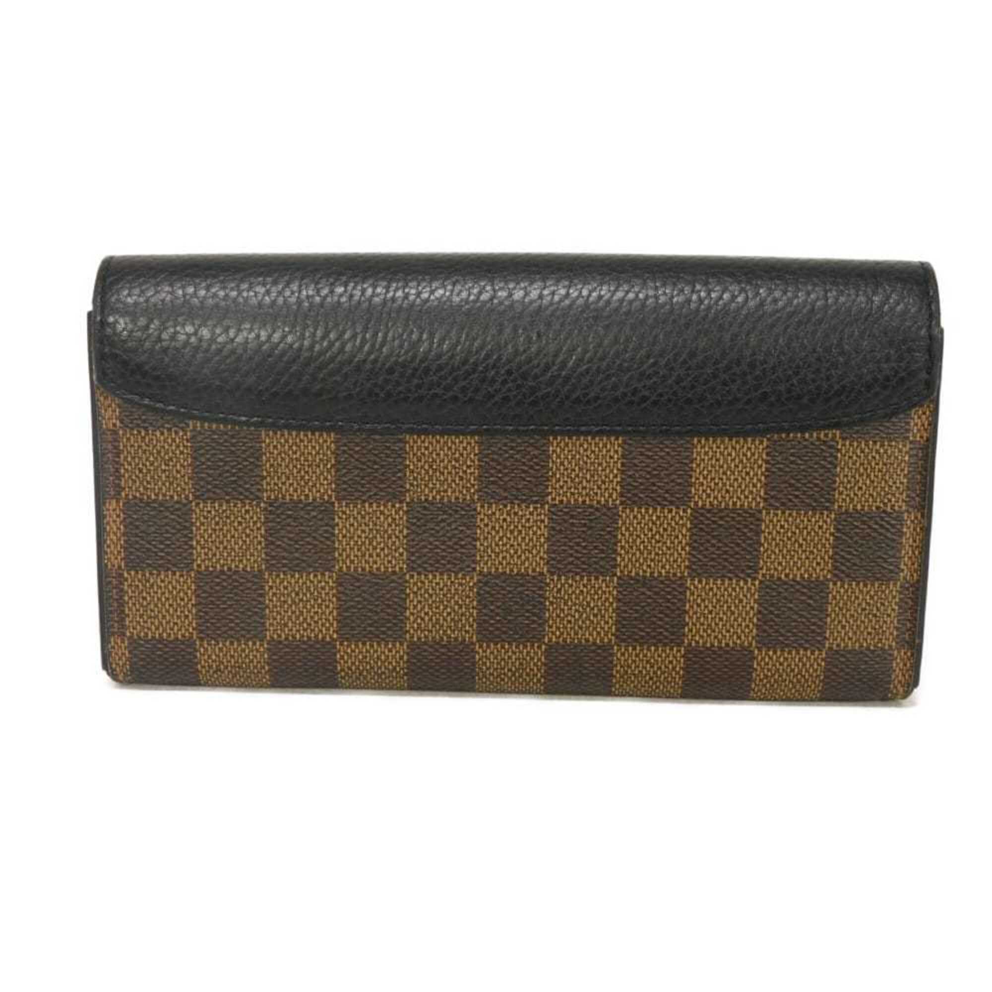 Louis Vuitton Black Brown Damier Canvas Noir Damier Canvas Leather Long Wallet (Bi-Fold) (Pre-Owned)