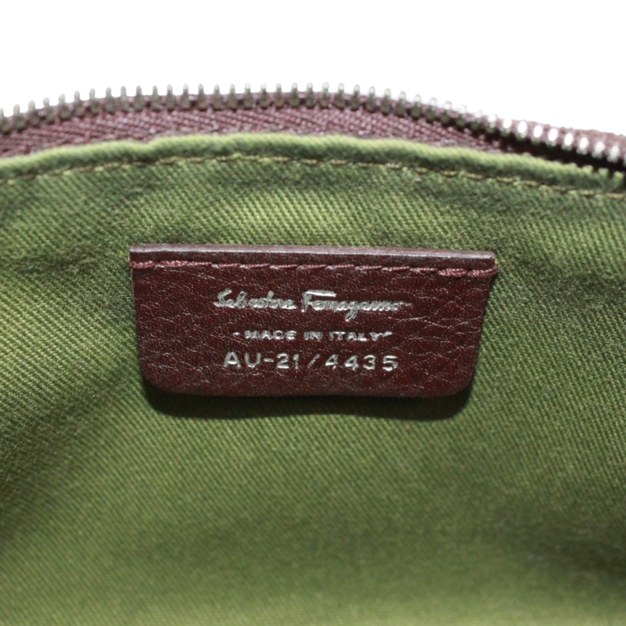 Salvatore Ferragamo Brown Canvas Leather Handbag Pouch (Pre-Owned)