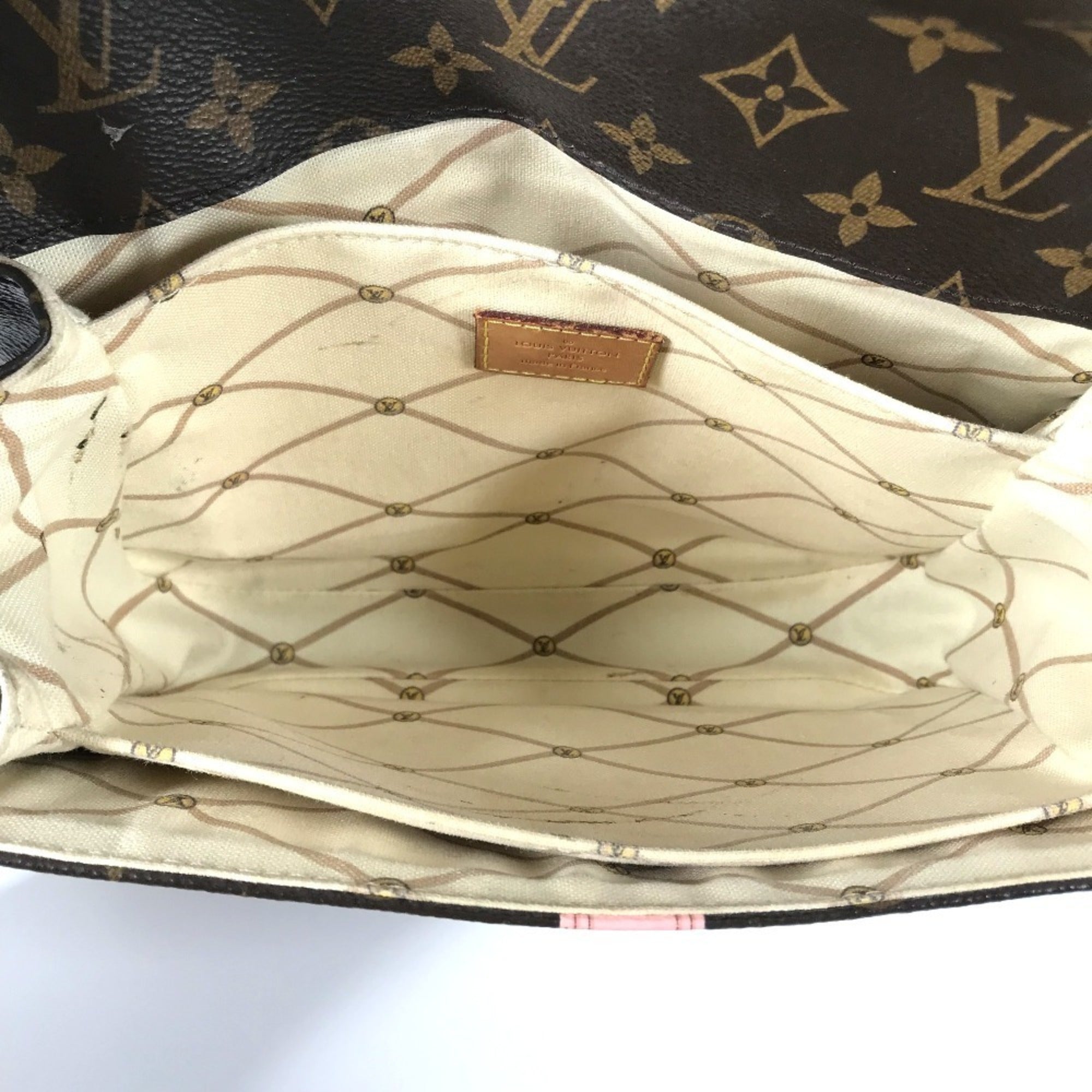 Louis Vuitton Brown Pink Monogram Canvas Handbag Pochette Shoulder Bag (Pre-Owned)