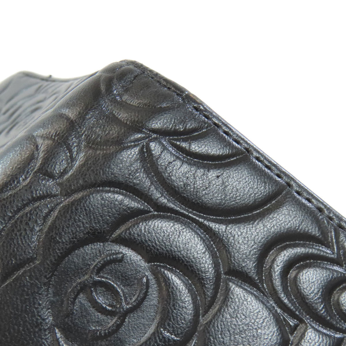 Chanel Black Leather Long Wallet (Bi-Fold) (Pre-Owned)