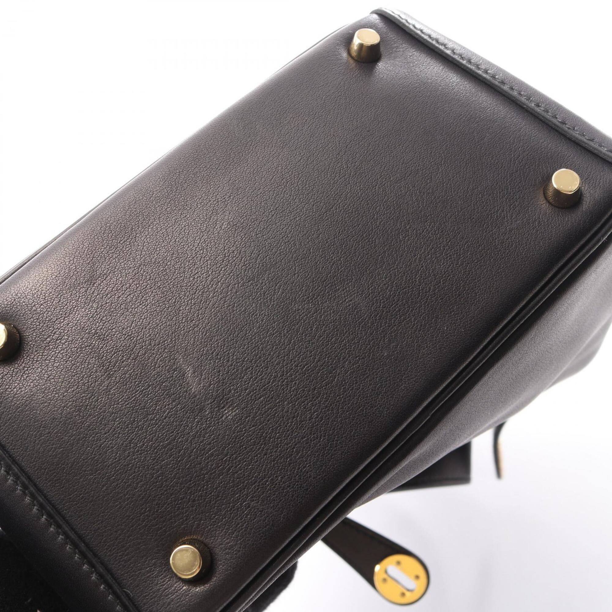 Hermes Black Leather Handbag Shoulder Bag (Pre-Owned)