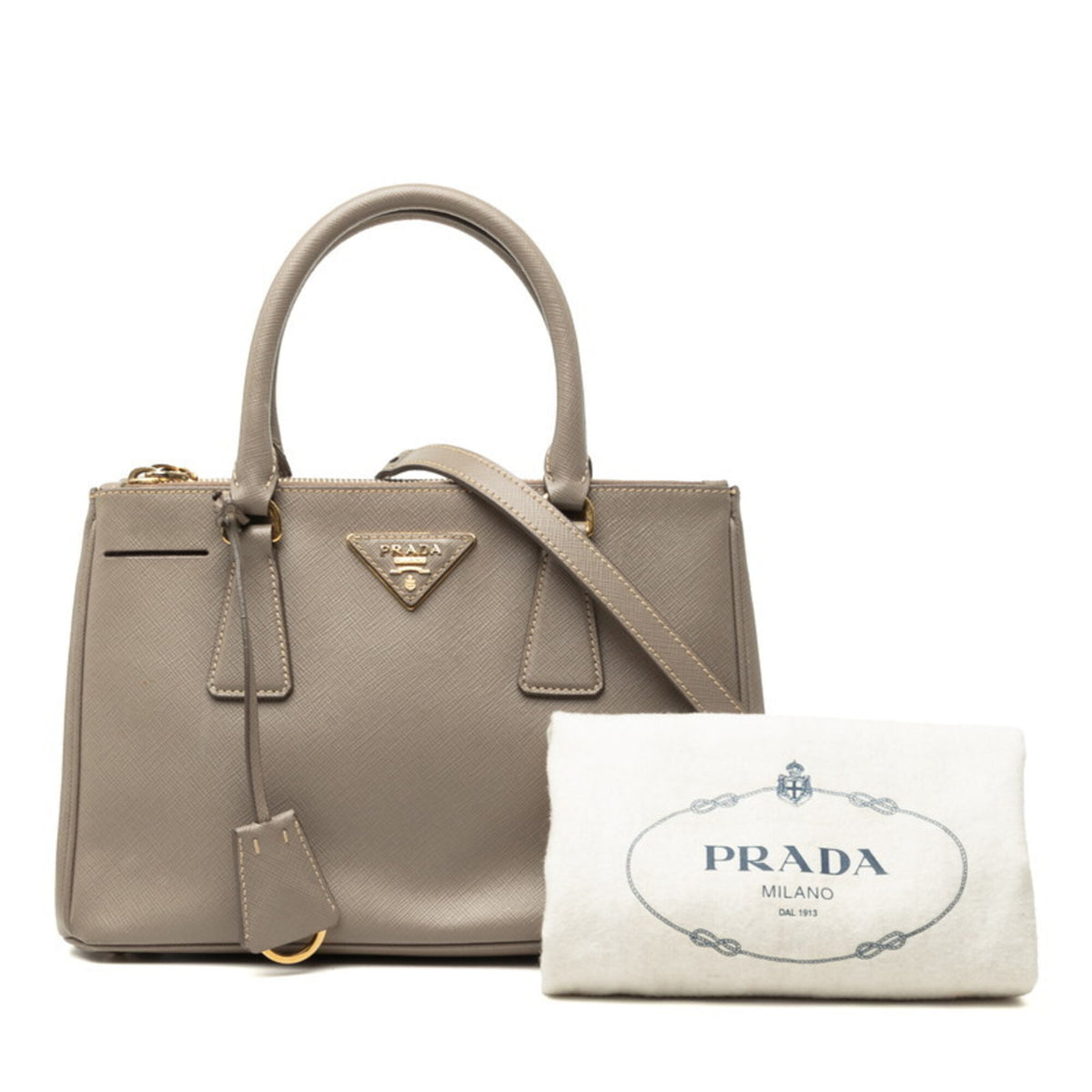 Prada Beige Leather Handbag Shoulder Bag (Pre-Owned)