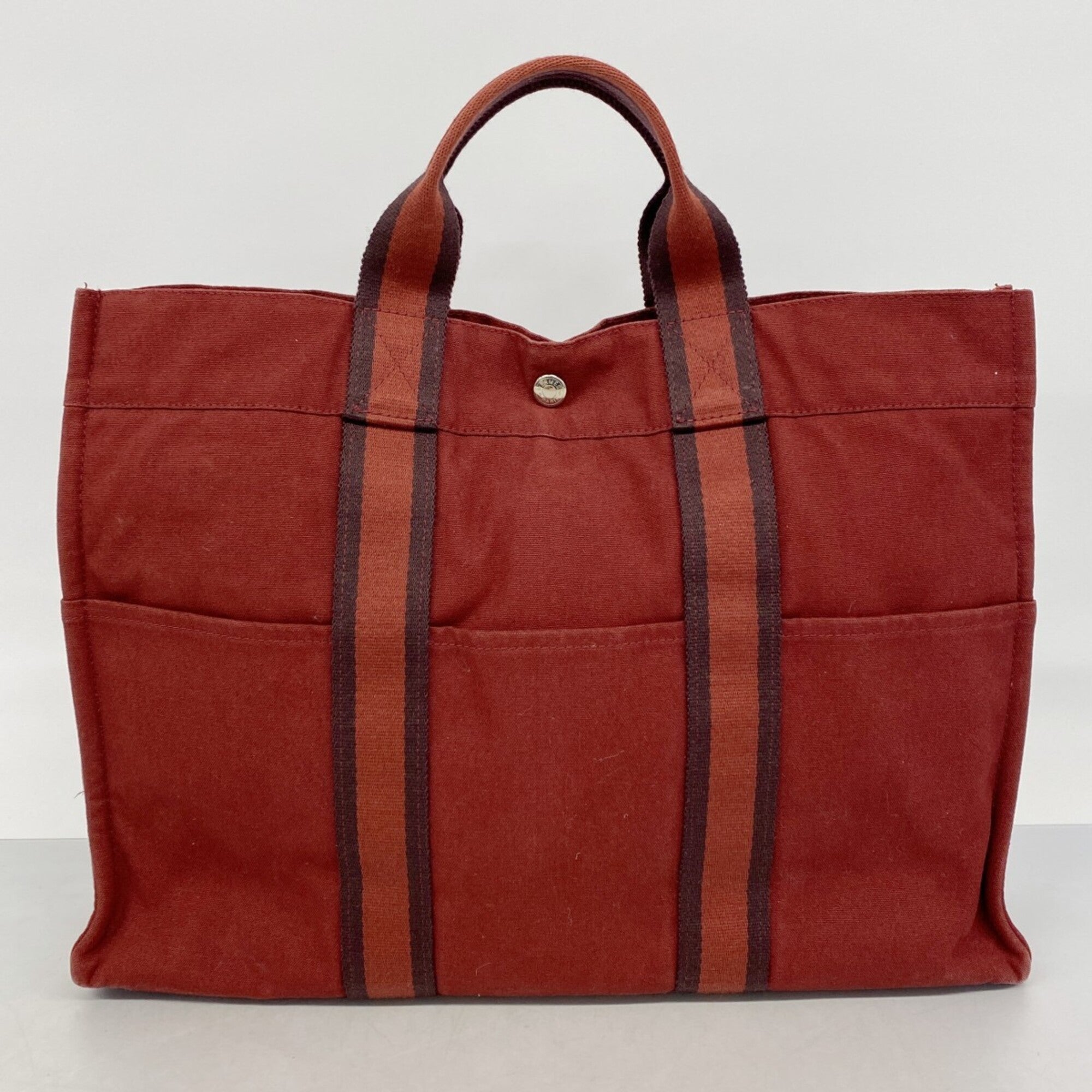 Hermes Red Color Canvas Tote Bag (Pre-Owned)