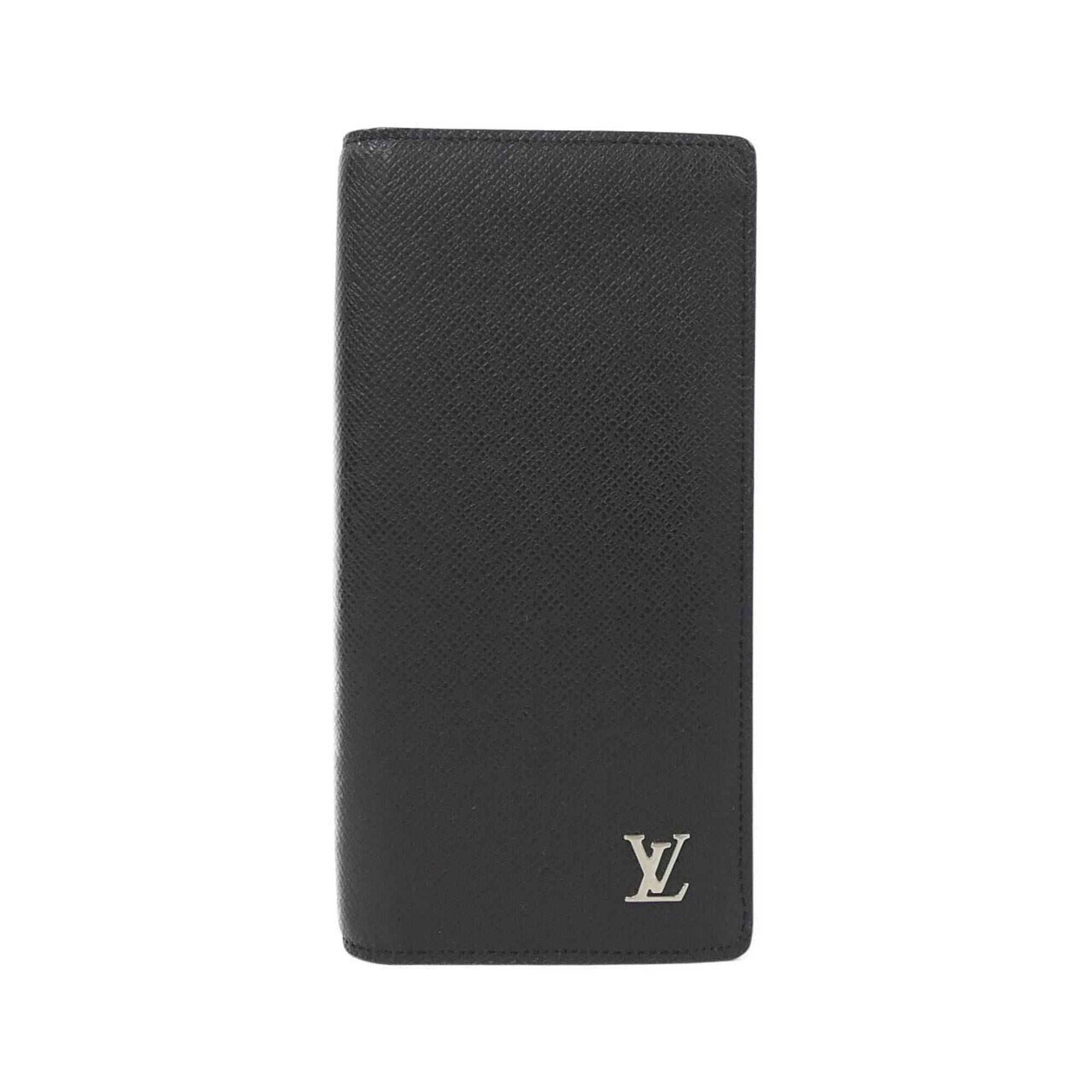 Louis Vuitton Black Leather Long Wallet (Bi-Fold) (Pre-Owned)