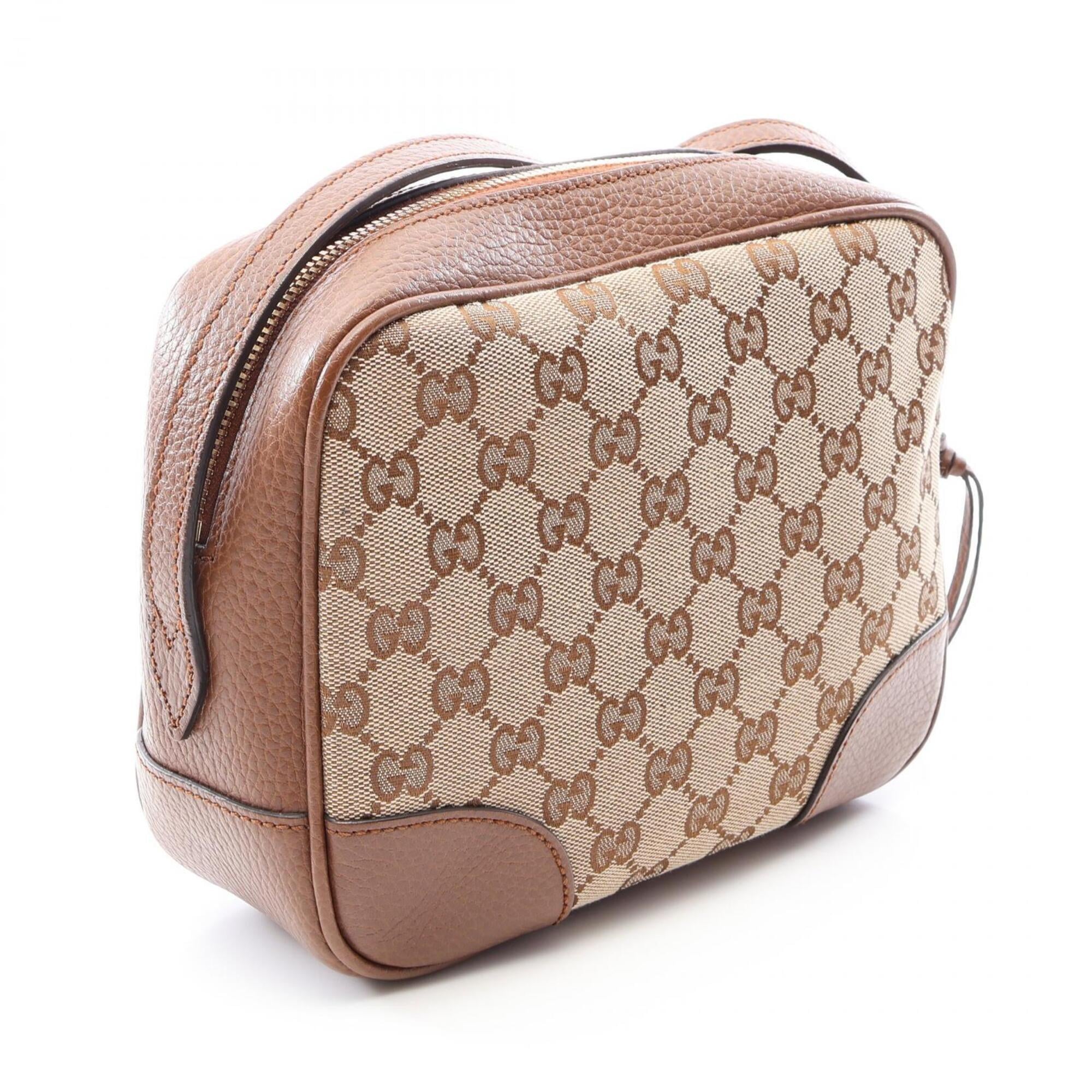 Gucci Beige Brown Gg Canvas Leather Handbag Shoulder Bag (Pre-Owned)