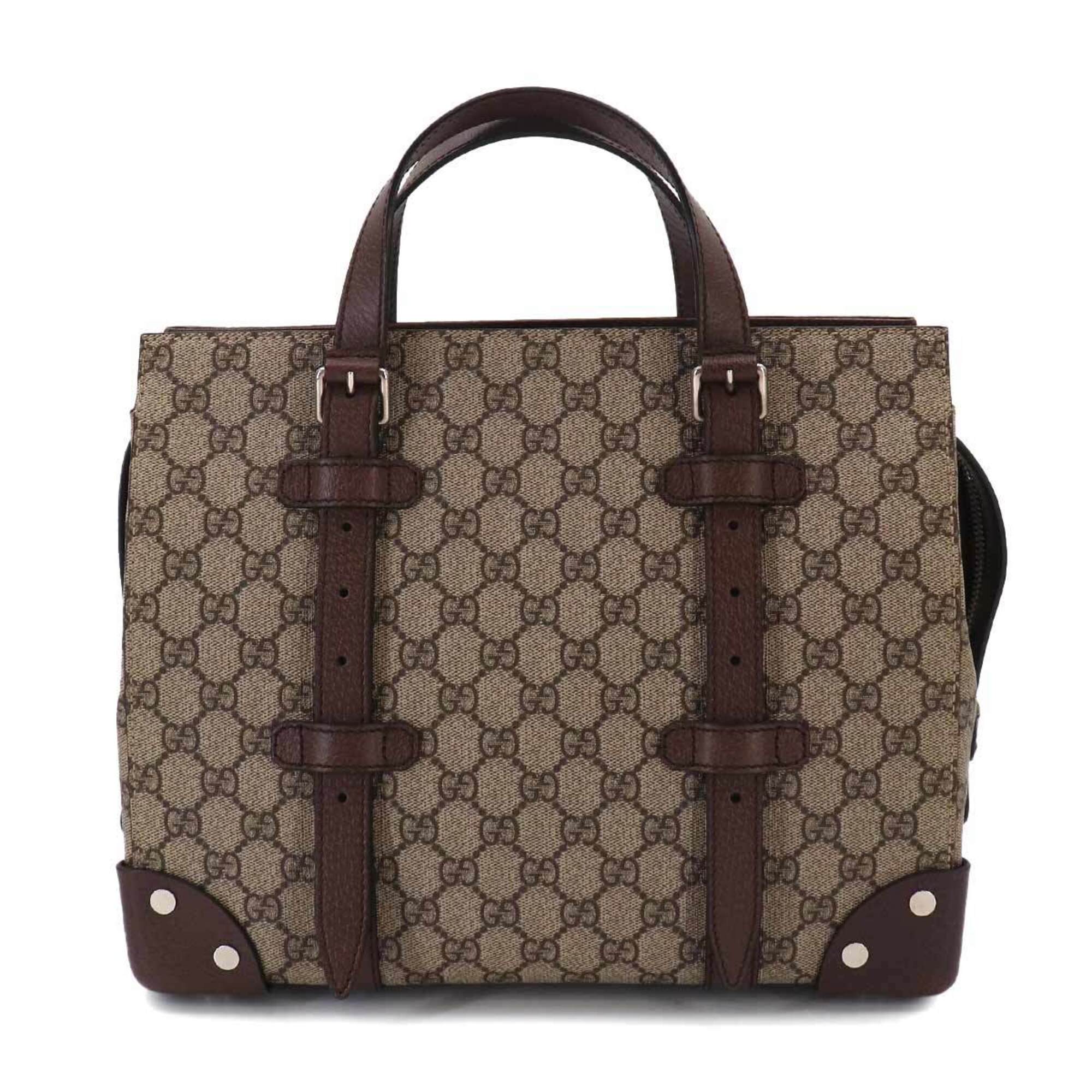 Gucci Beige Brown Gg Supreme Leather Handbag Tote Bag (Pre-Owned)