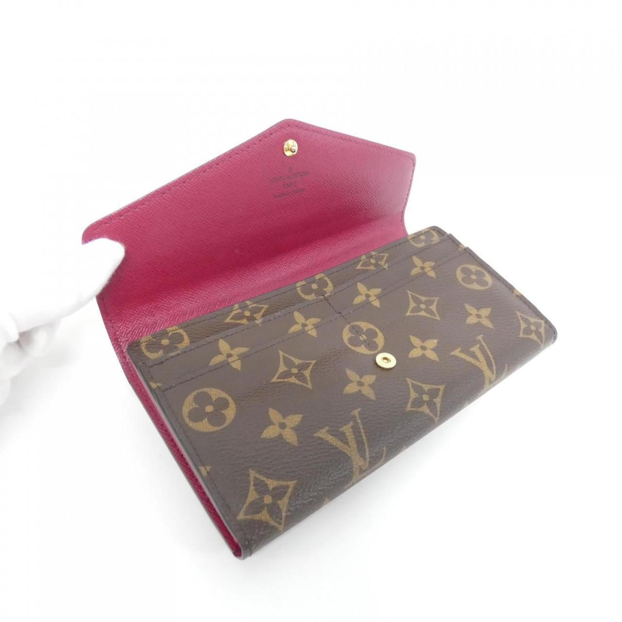 Louis Vuitton Monogram Fuchsia Marron Coated Canvas Long Wallet (Bi-Fold) (Pre-Owned)