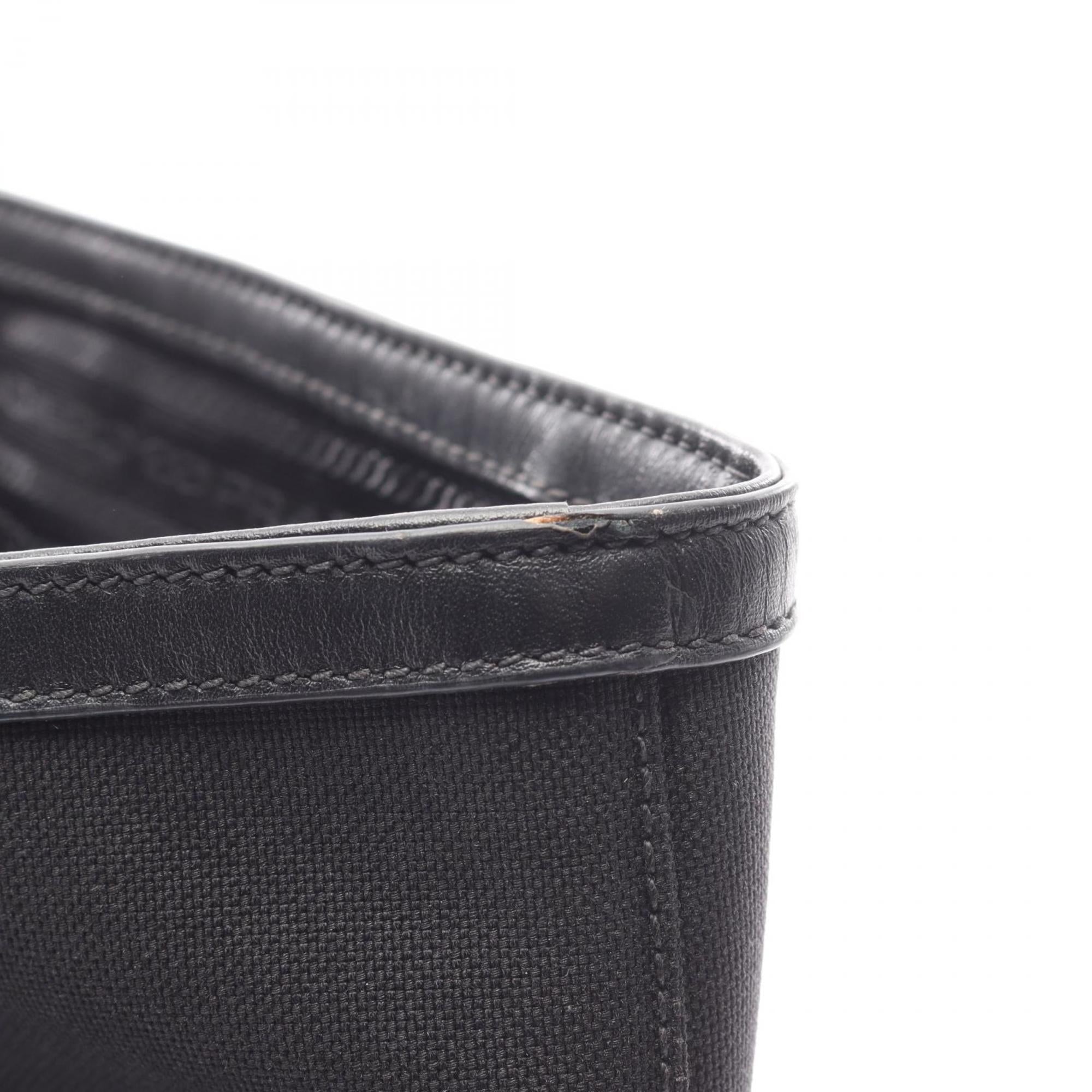 Prada Black Canvas Leather Tote Bag (Pre-Owned)