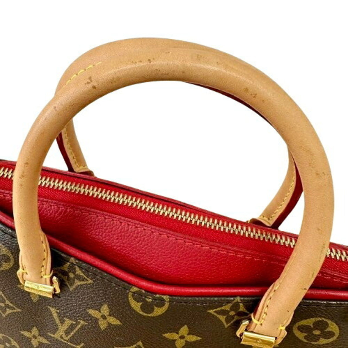 Louis Vuitton Monogram Brown Red Color Leather Handbag (Pre-Owned)