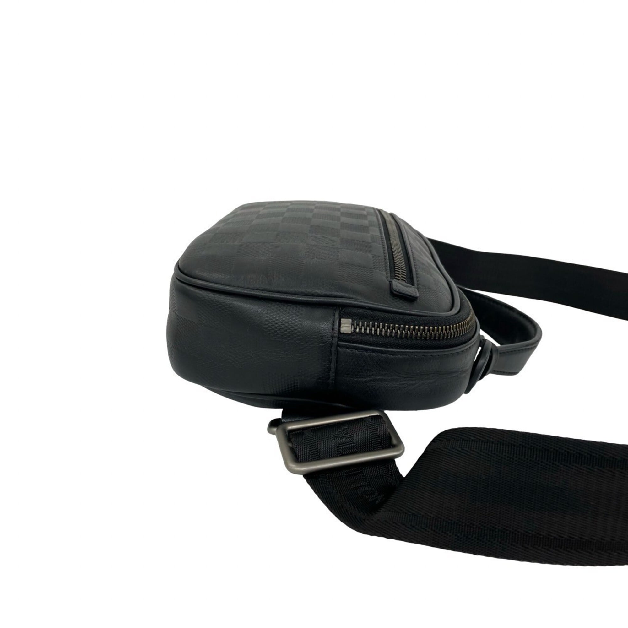 Louis Vuitton Black Leather Handbag Shoulder Bag Sling Bag (Pre-Owned)
