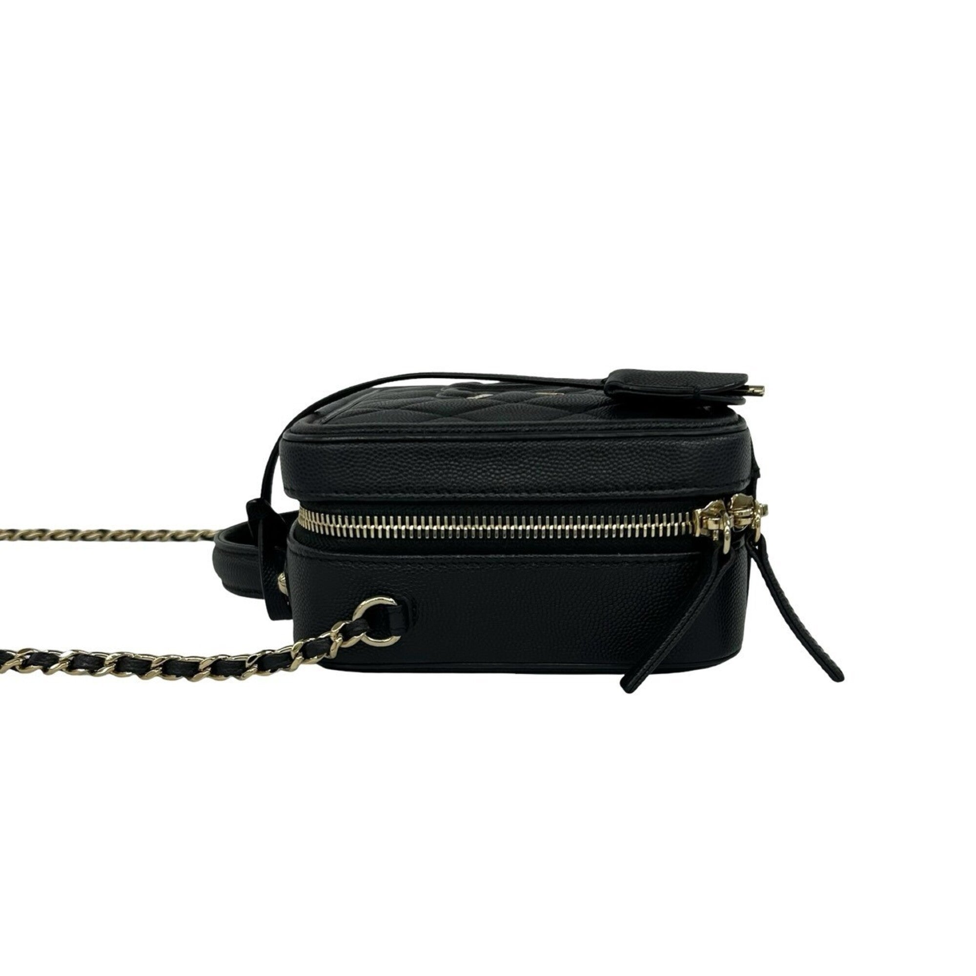 Chanel Black Grained Calfskin Handbag Shoulder Bag (Pre-Owned)