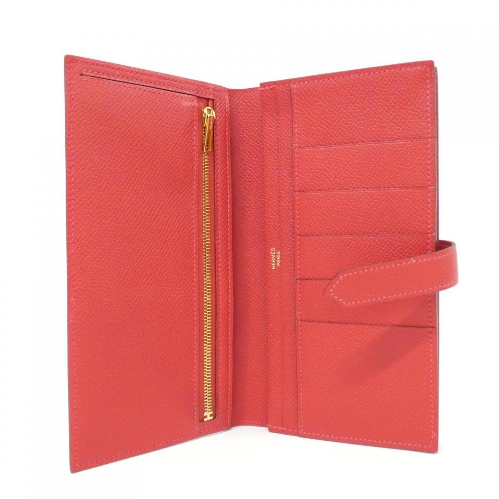 Hermes Rouge Casaque Epsom Leather Long Wallet (Bi-Fold) (Pre-Owned)