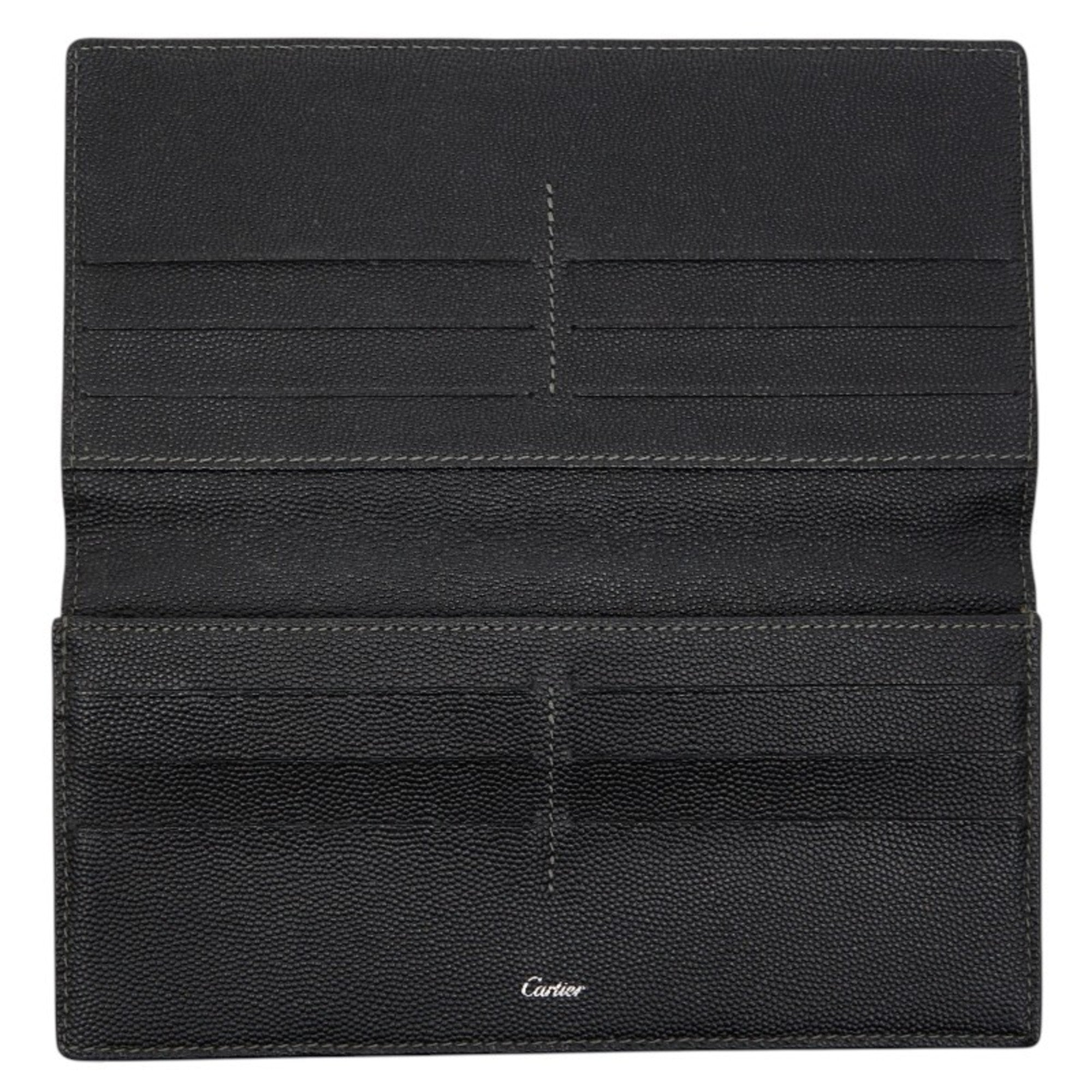 Cartier Black Leather Long Wallet (Bi-Fold) (Pre-Owned)