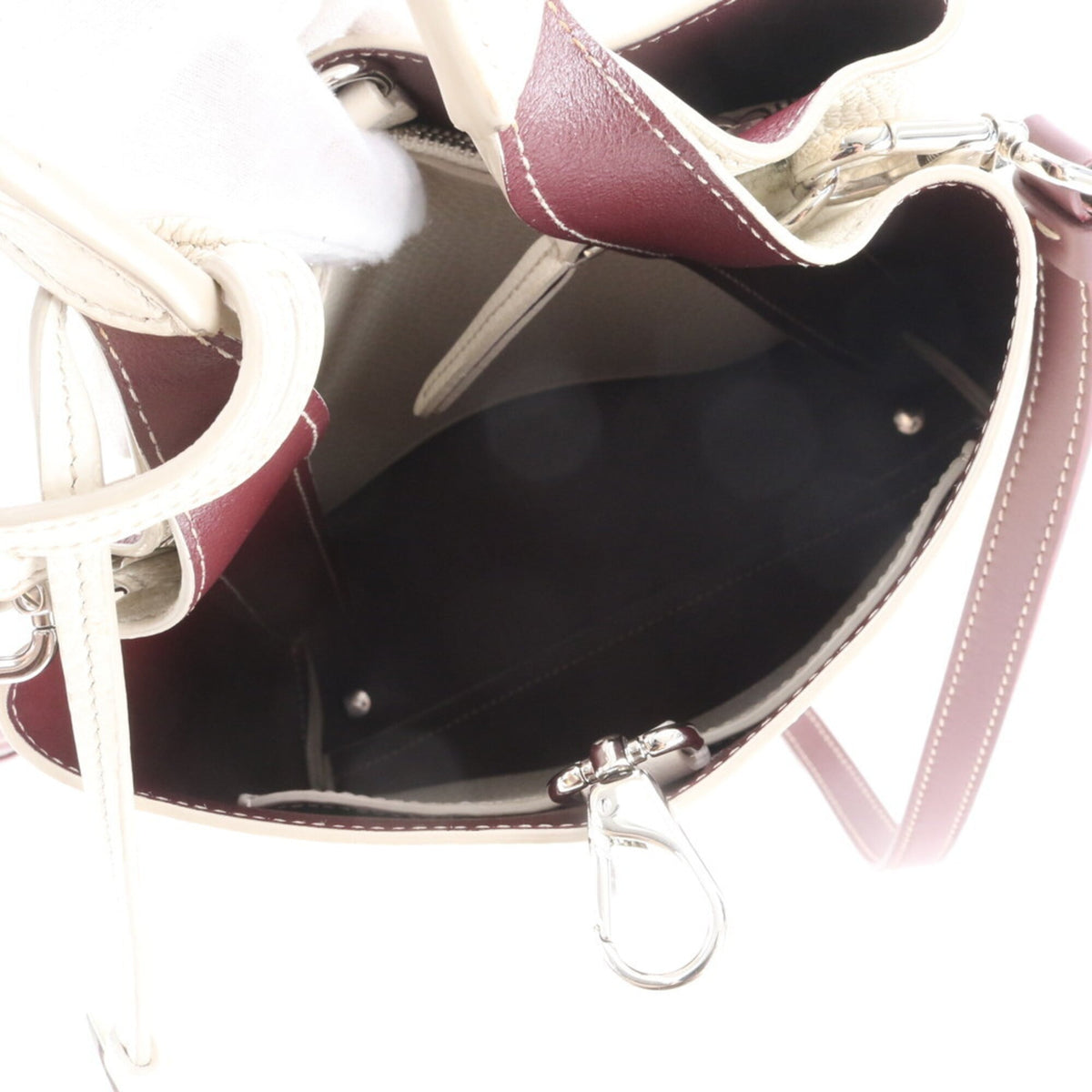 Tod's Red Color White Wine Leather Handbag Shoulder Bag Tote Bag (Pre-Owned)