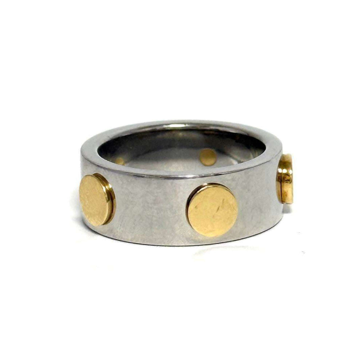 Gucci Stainless Steel Yellow Gold Band Ring (Pre-Owned)