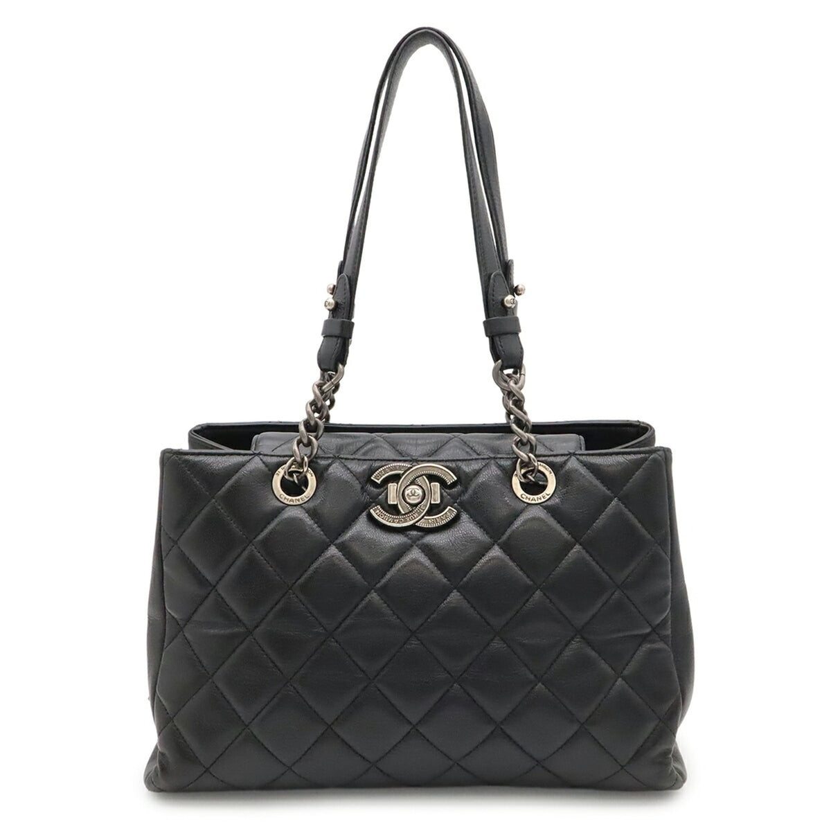 Chanel Black Leather Shoulder Bag Tote Bag (Pre-Owned)