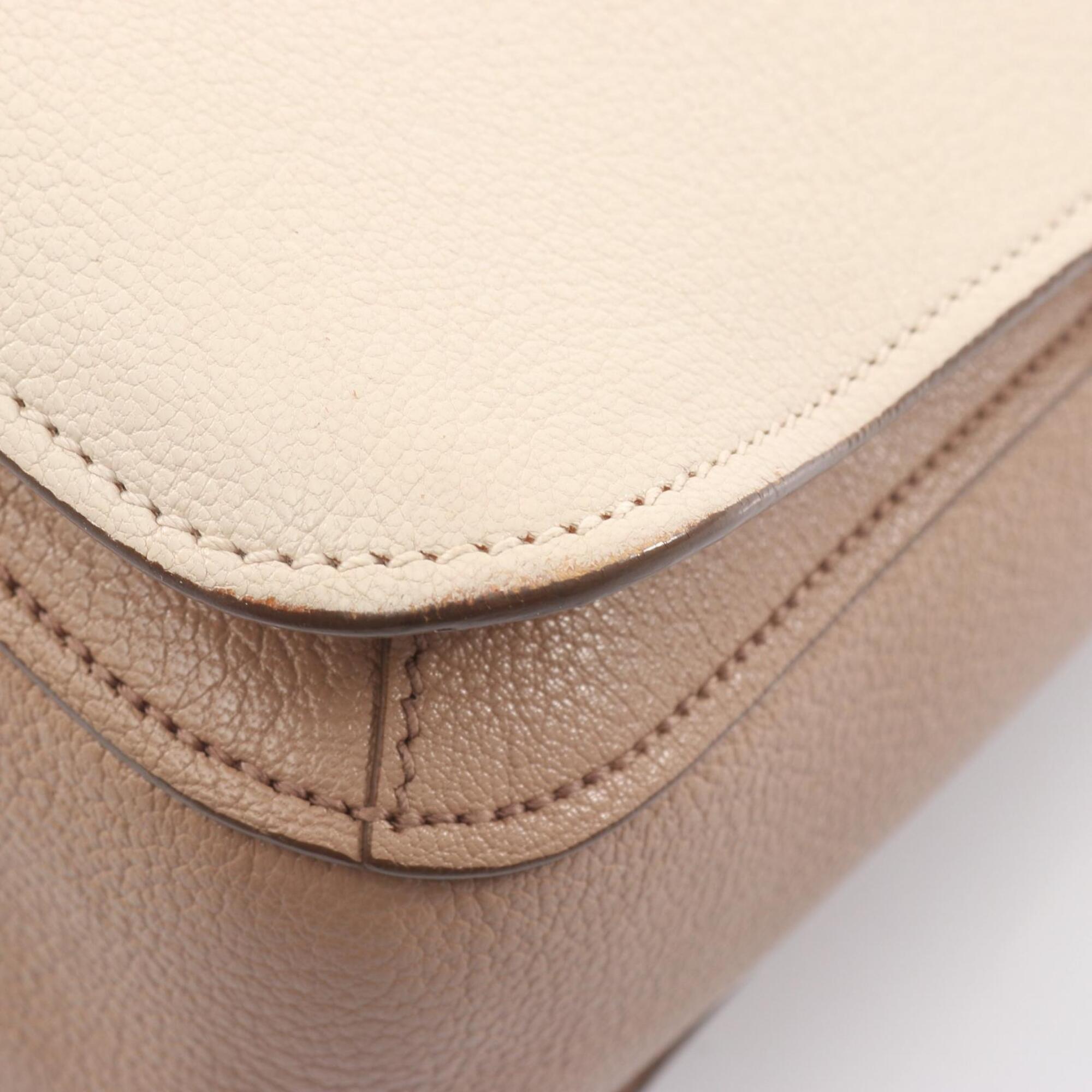 Miu Miu Beige Brown Leather Handbag Tote Bag (Pre-Owned)