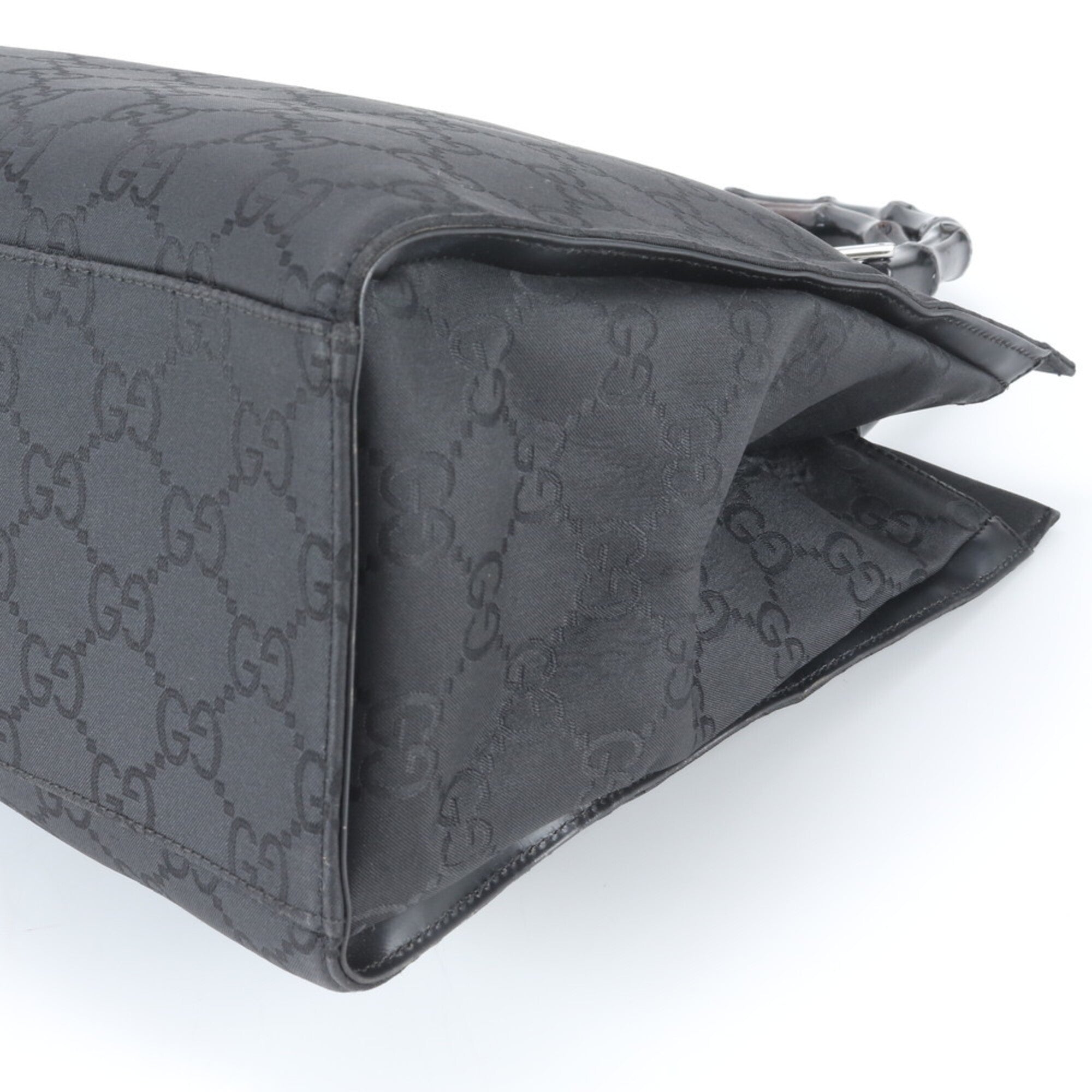 Gucci Black Leather Nylon Handbag Shoulder Bag Tote Bag (Pre-Owned)