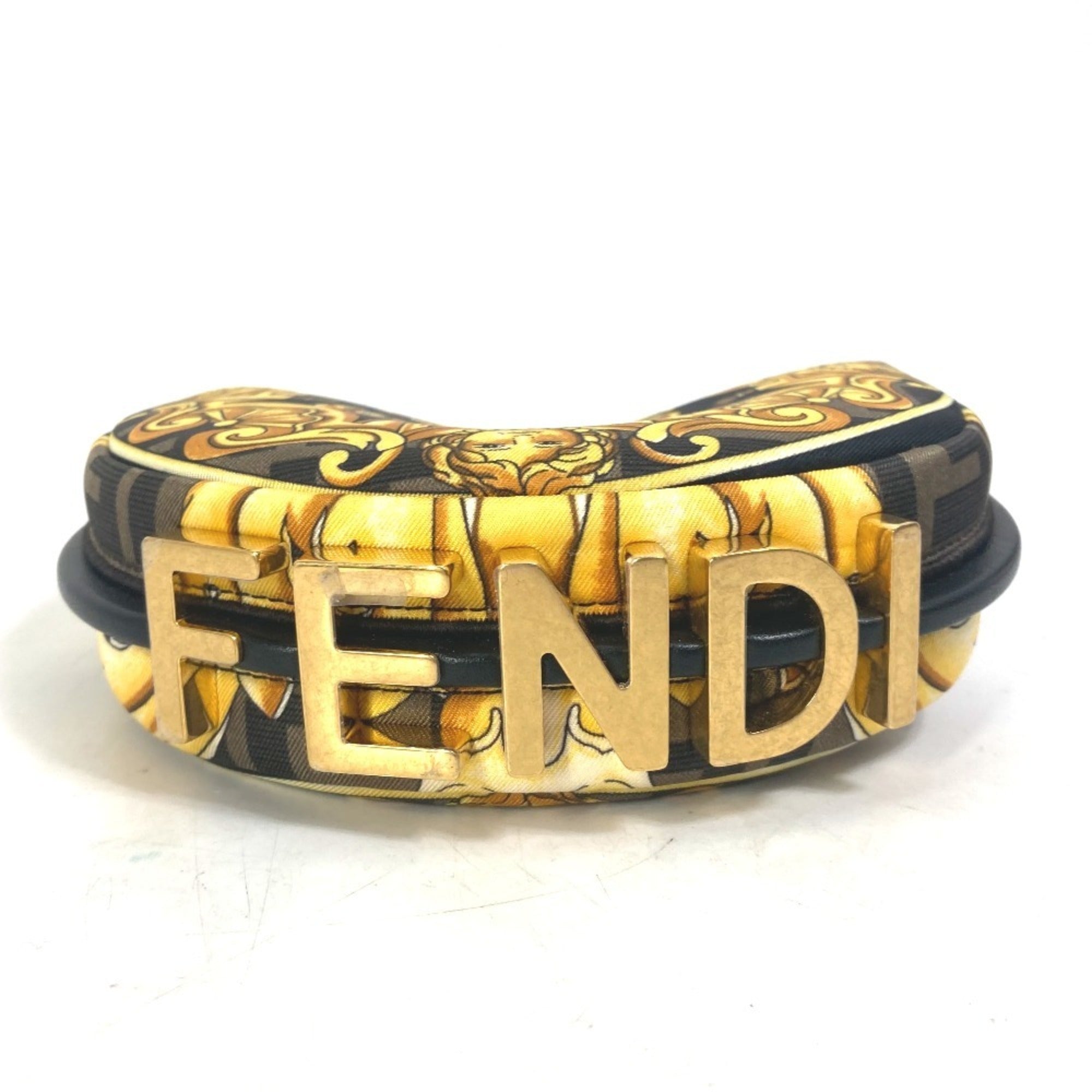 Fendi Black Yellow Nylon Leather Clutch Bag Handbag Pouch (Pre-Owned)