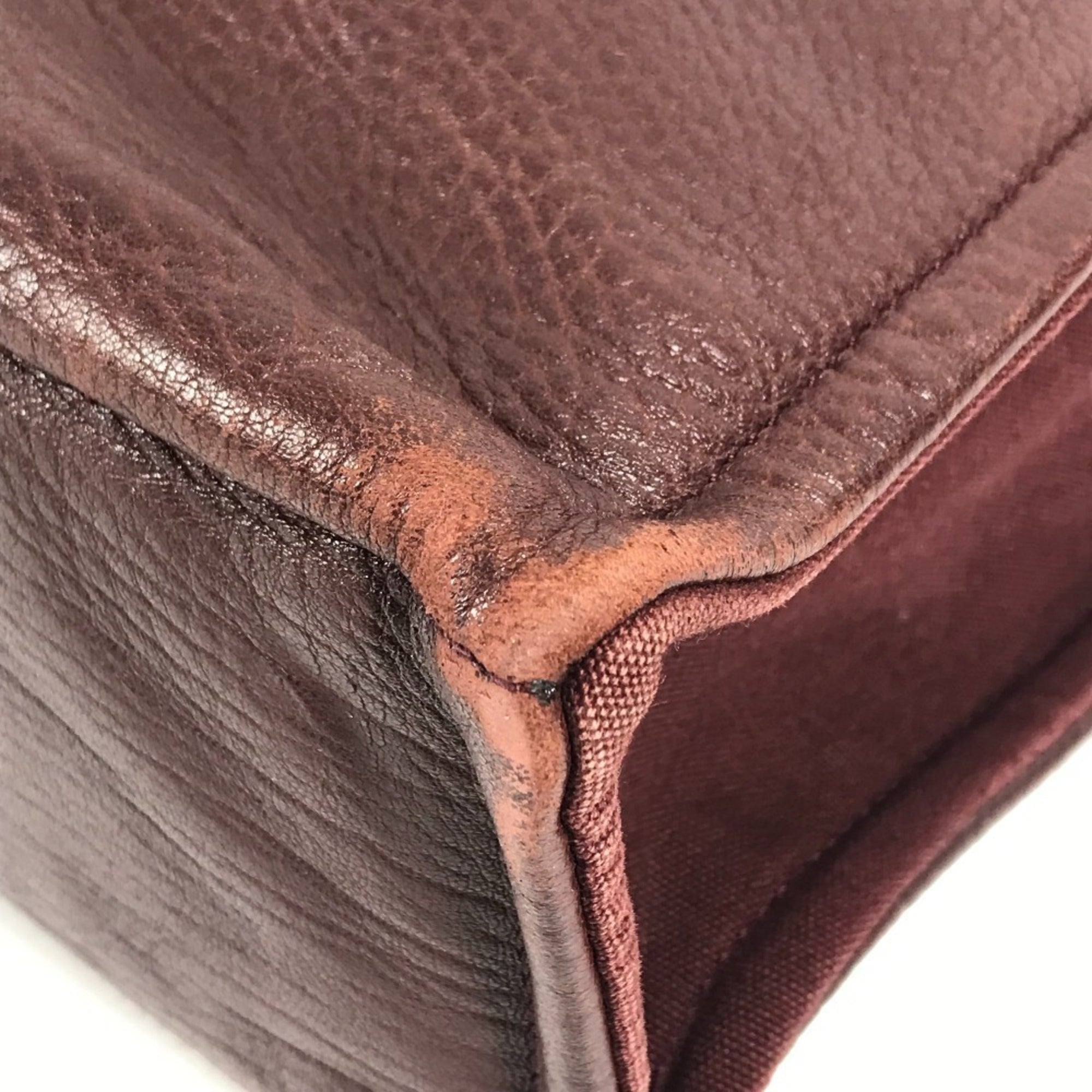Hermes Red Color Wine Canvas Leather Handbag Tote Bag (Pre-Owned)
