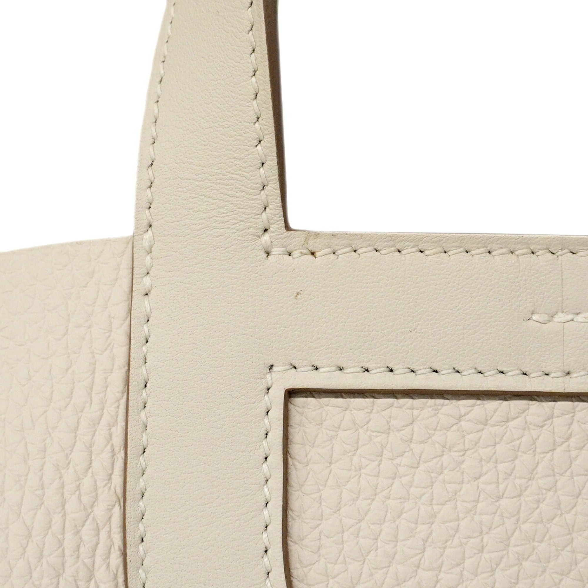 Hermes White Taurillon Clemence Leather Handbag (Pre-Owned)