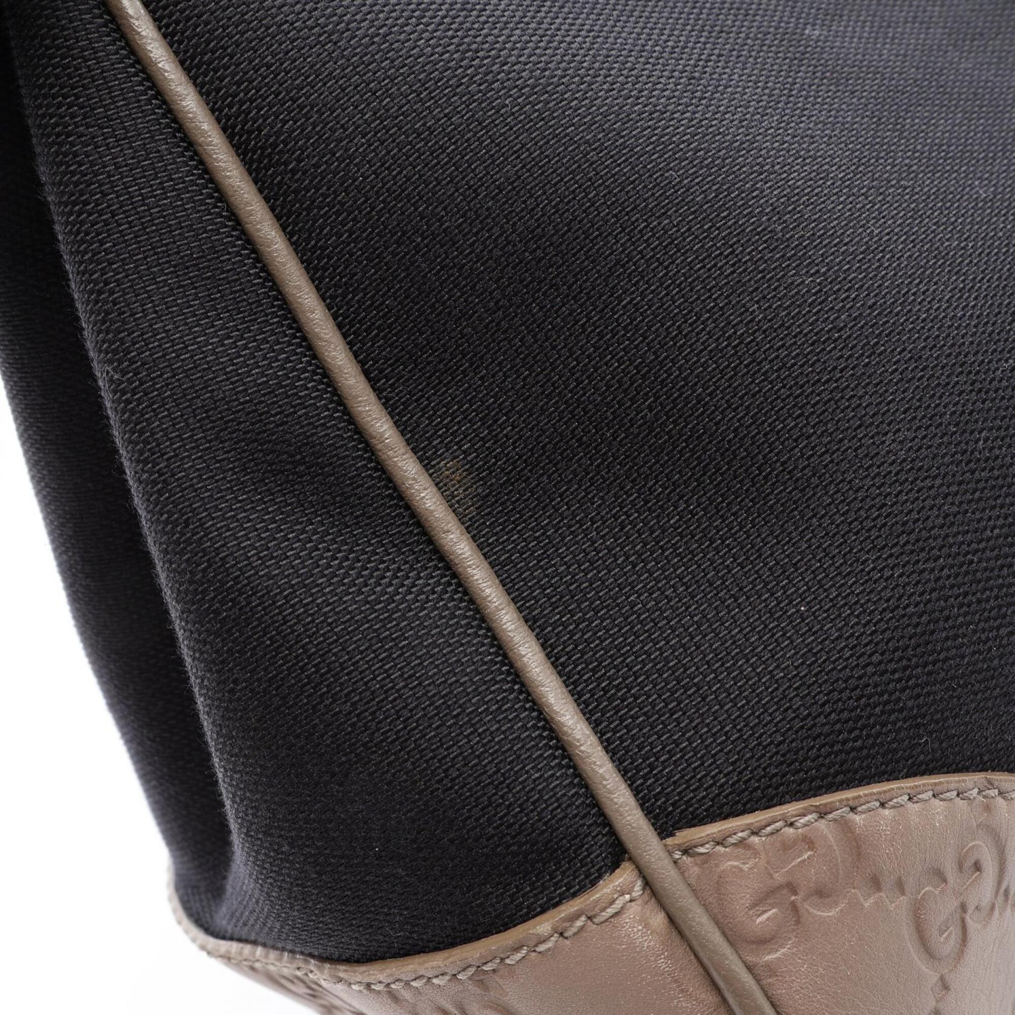 Gucci Beige Black Canvas Leather Handbag Shoulder Bag (Pre-Owned)